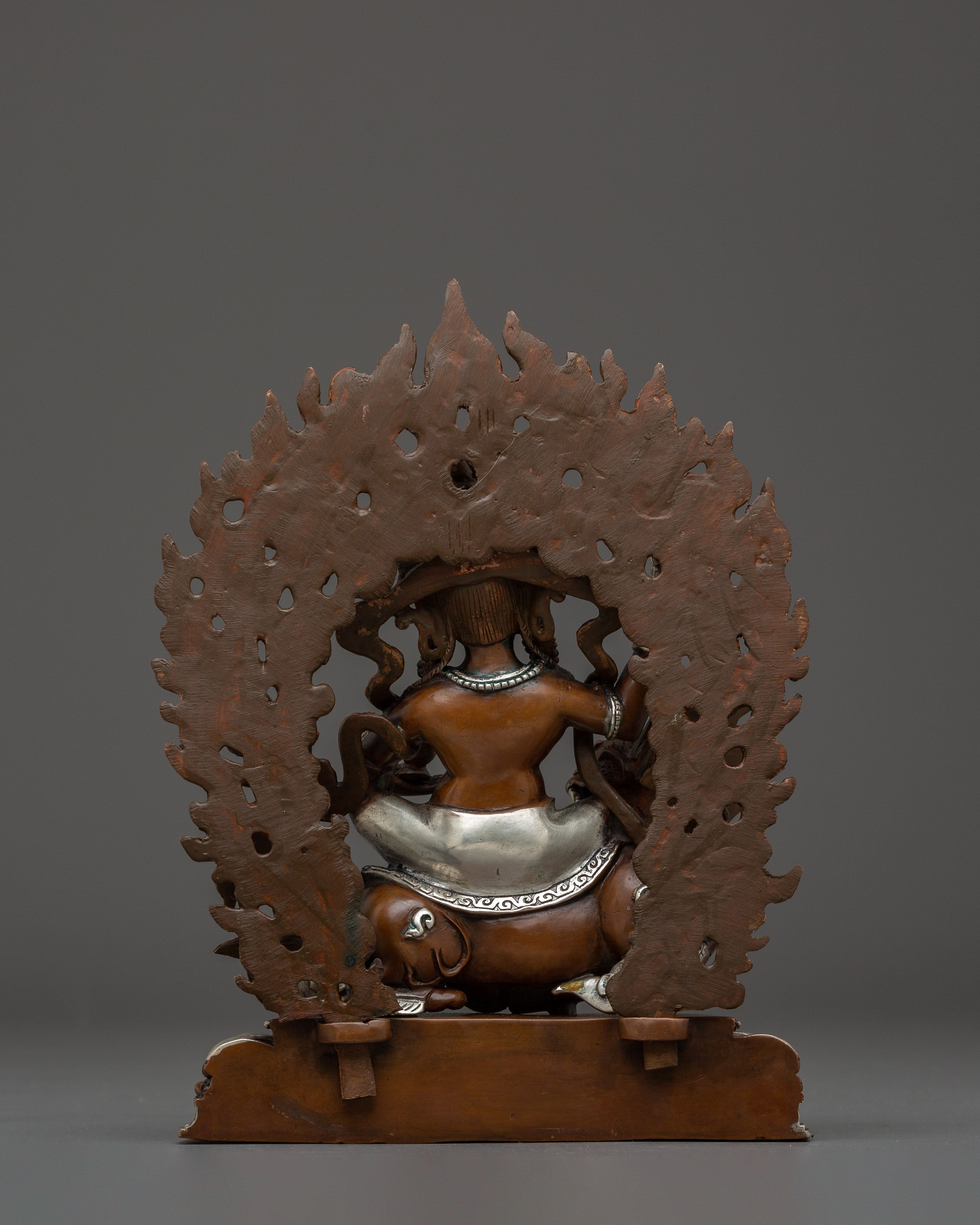 Oxidized Copper Tsheringma Statue | Buddhist Spiritual Protector