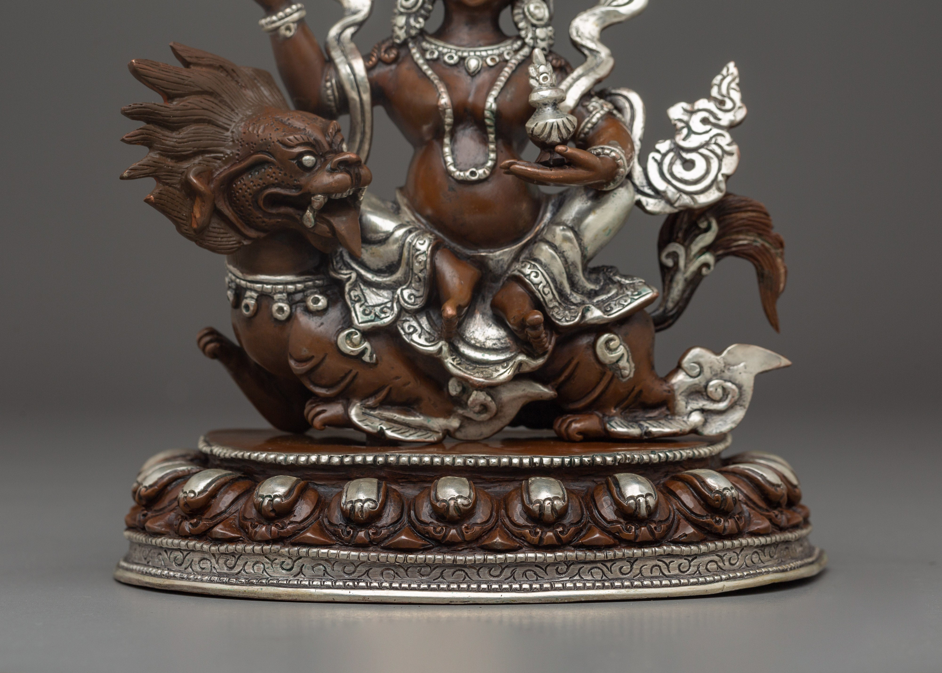 Oxidized Copper Tsheringma Statue | Buddhist Spiritual Protector