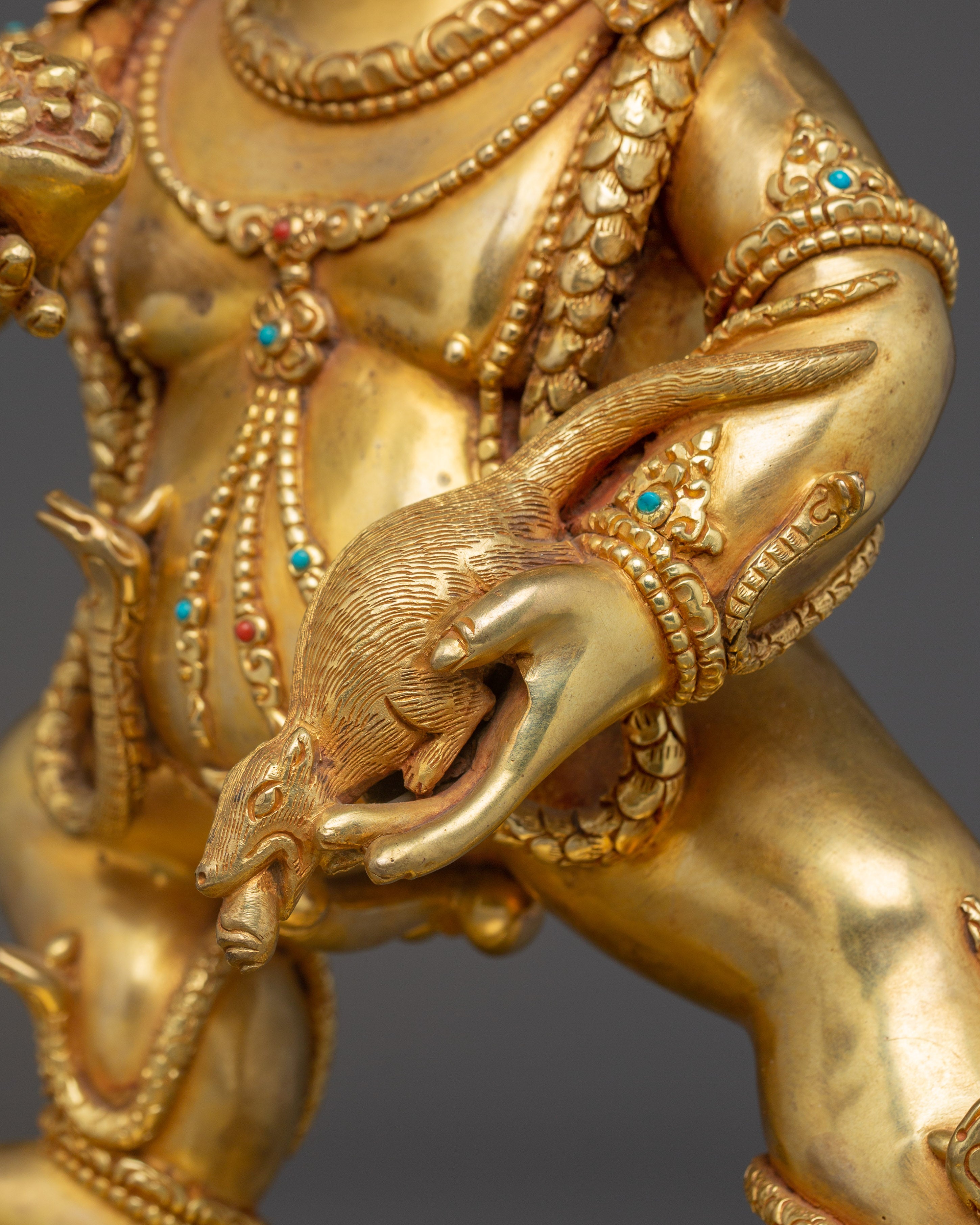 Black Dzambahala 24K Gold Tibetan Wealth Deity Art