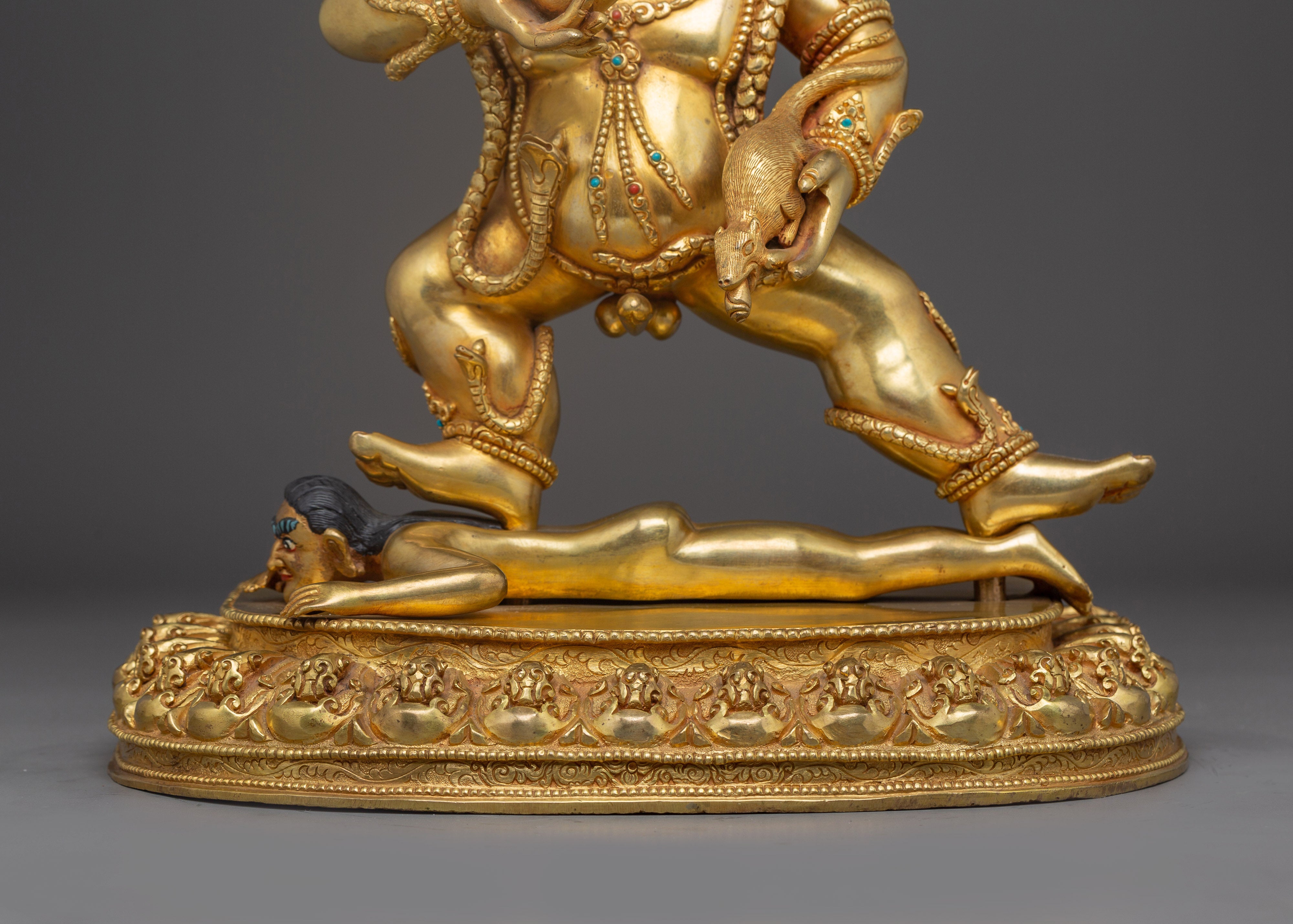 Black Dzambahala 24K Gold Tibetan Wealth Deity Art