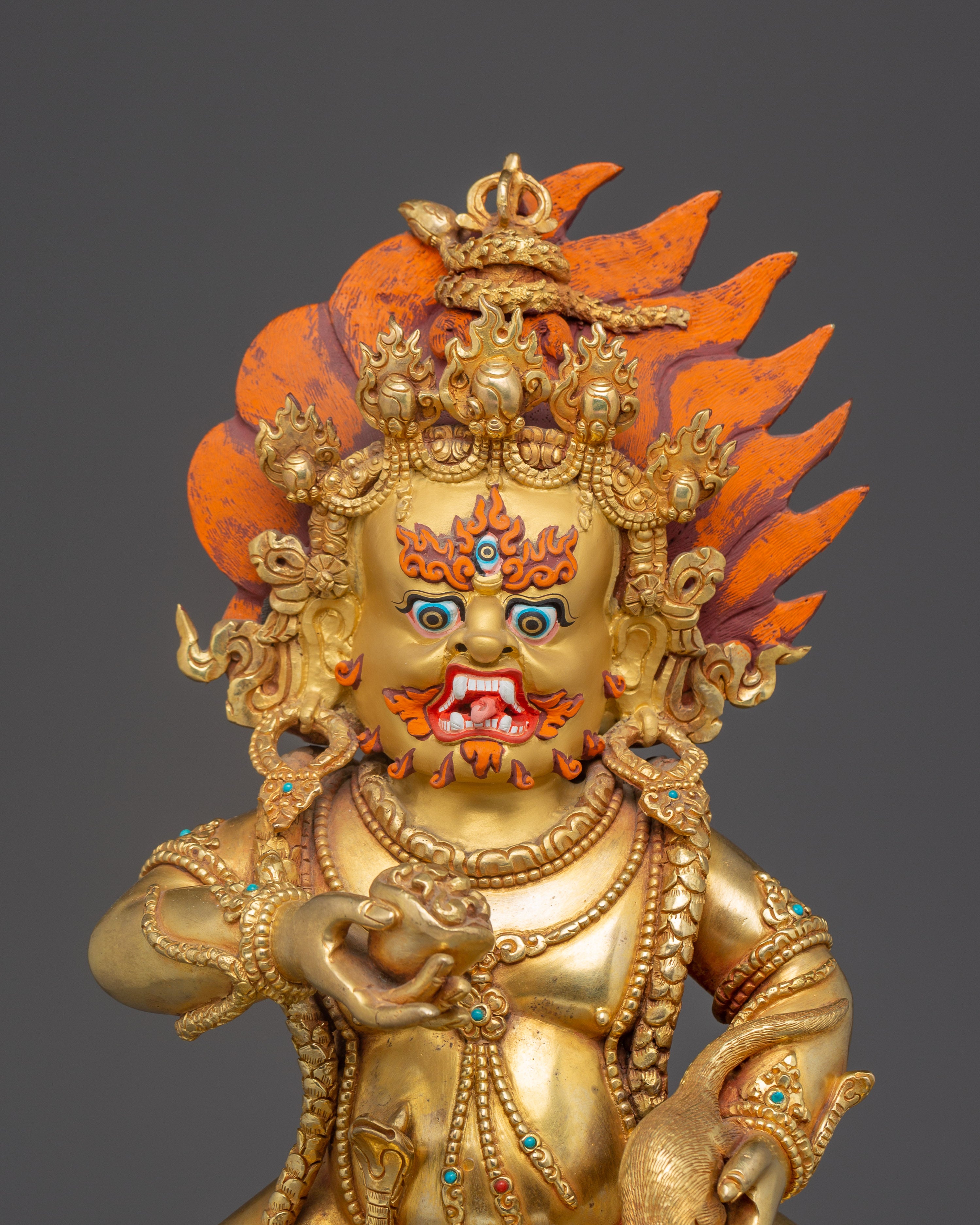 Black Dzambahala 24K Gold Tibetan Wealth Deity Art