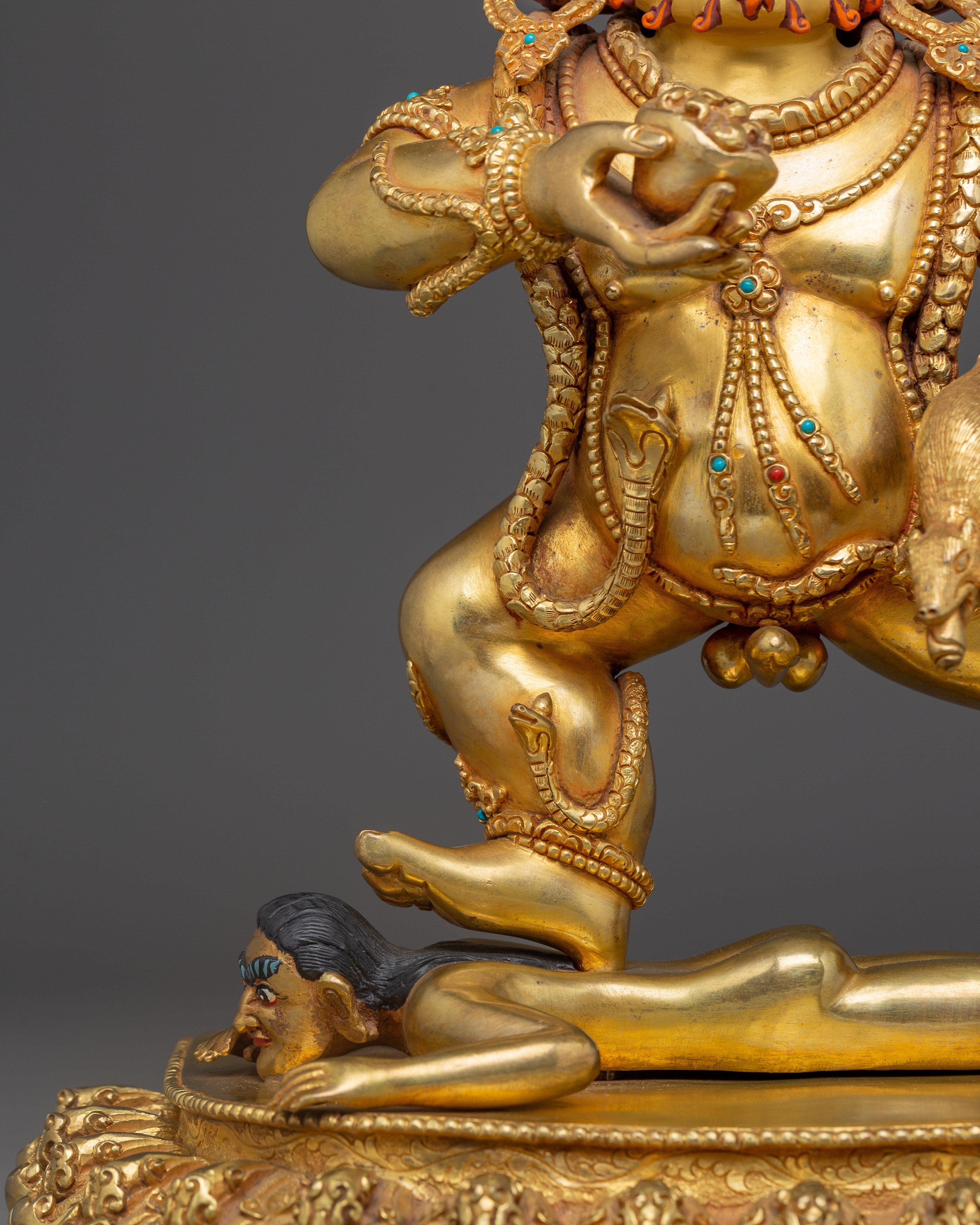 Black Dzambahala 24K Gold Tibetan Wealth Deity Art