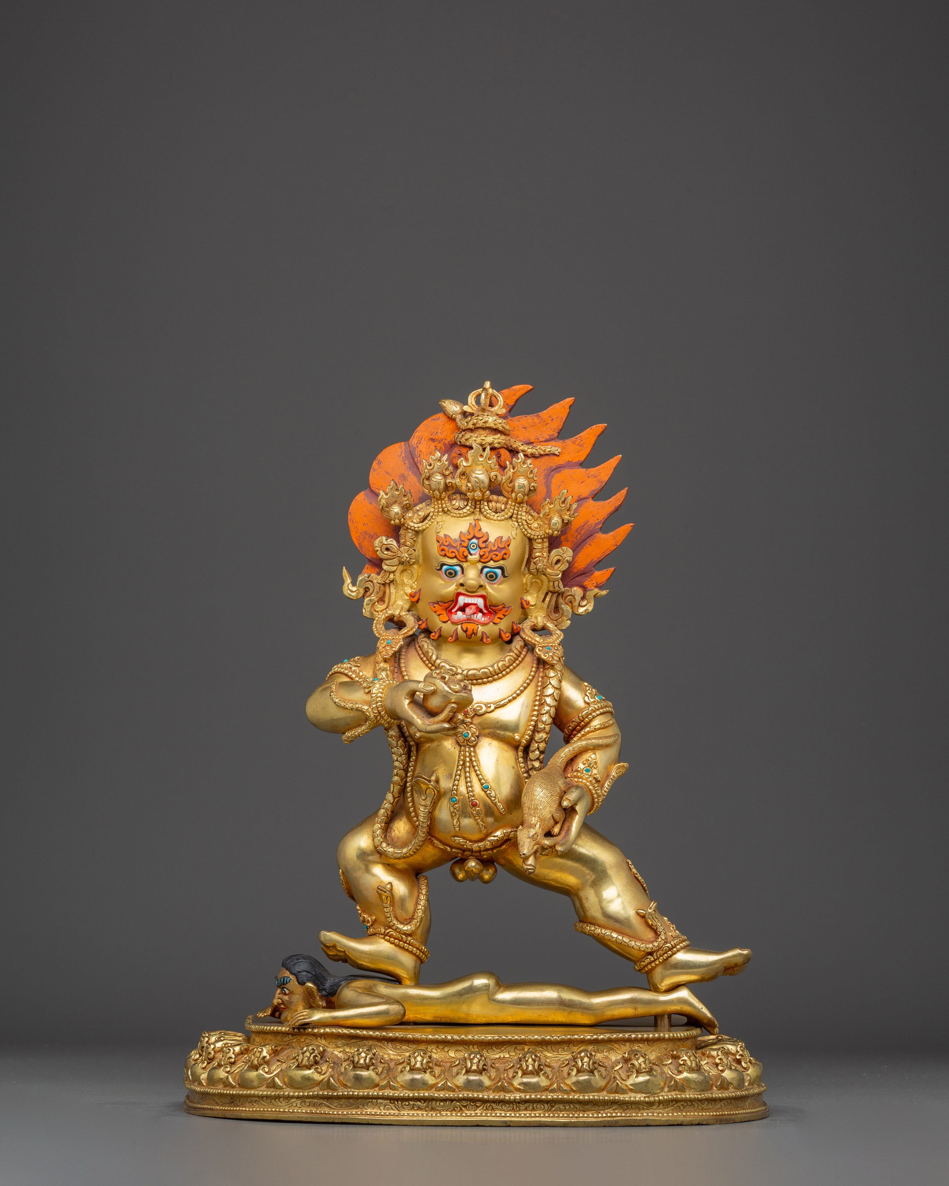 Black Dzambahala 24K Gold Tibetan Wealth Deity Art