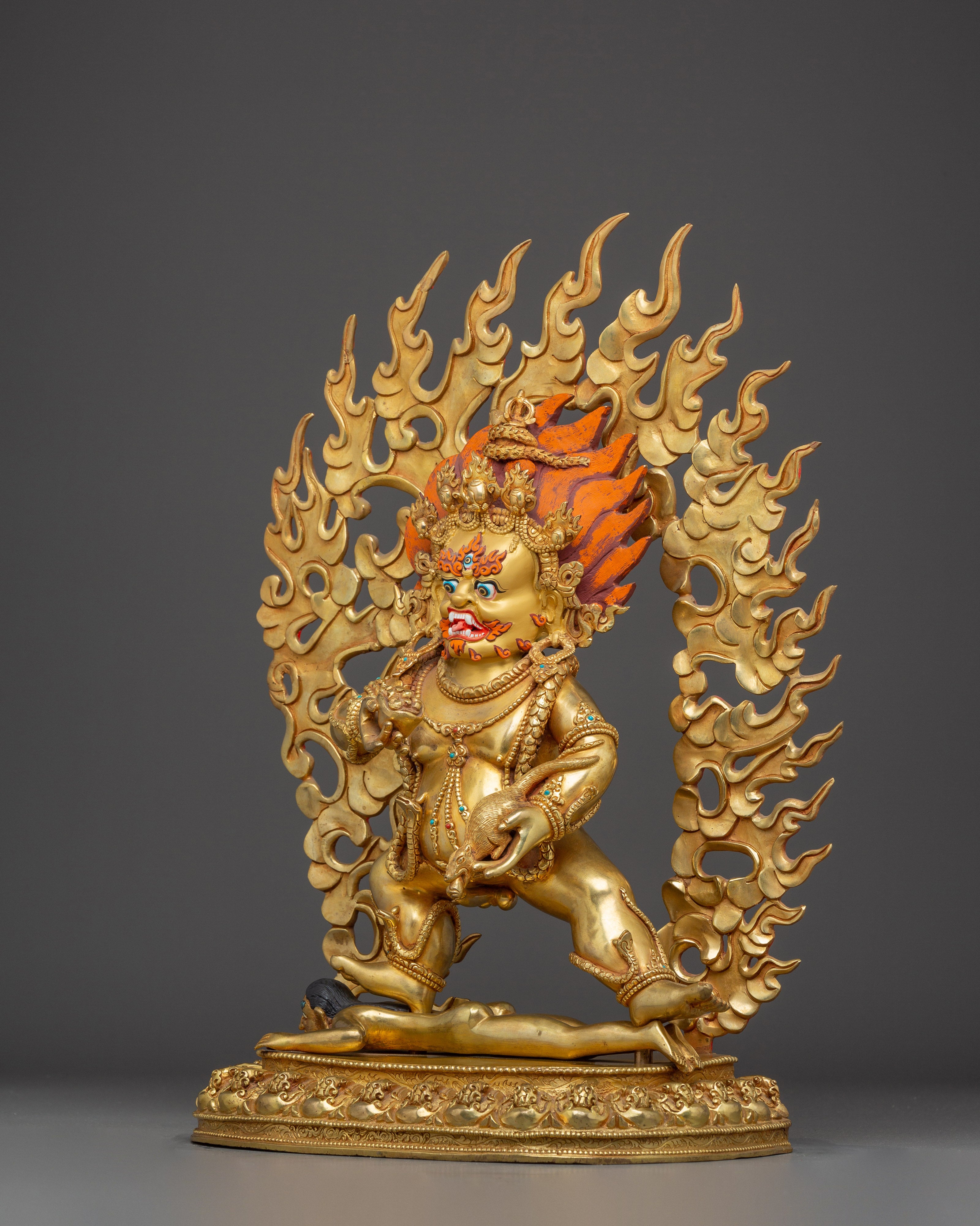 Black Dzambahala 24K Gold Tibetan Wealth Deity Art