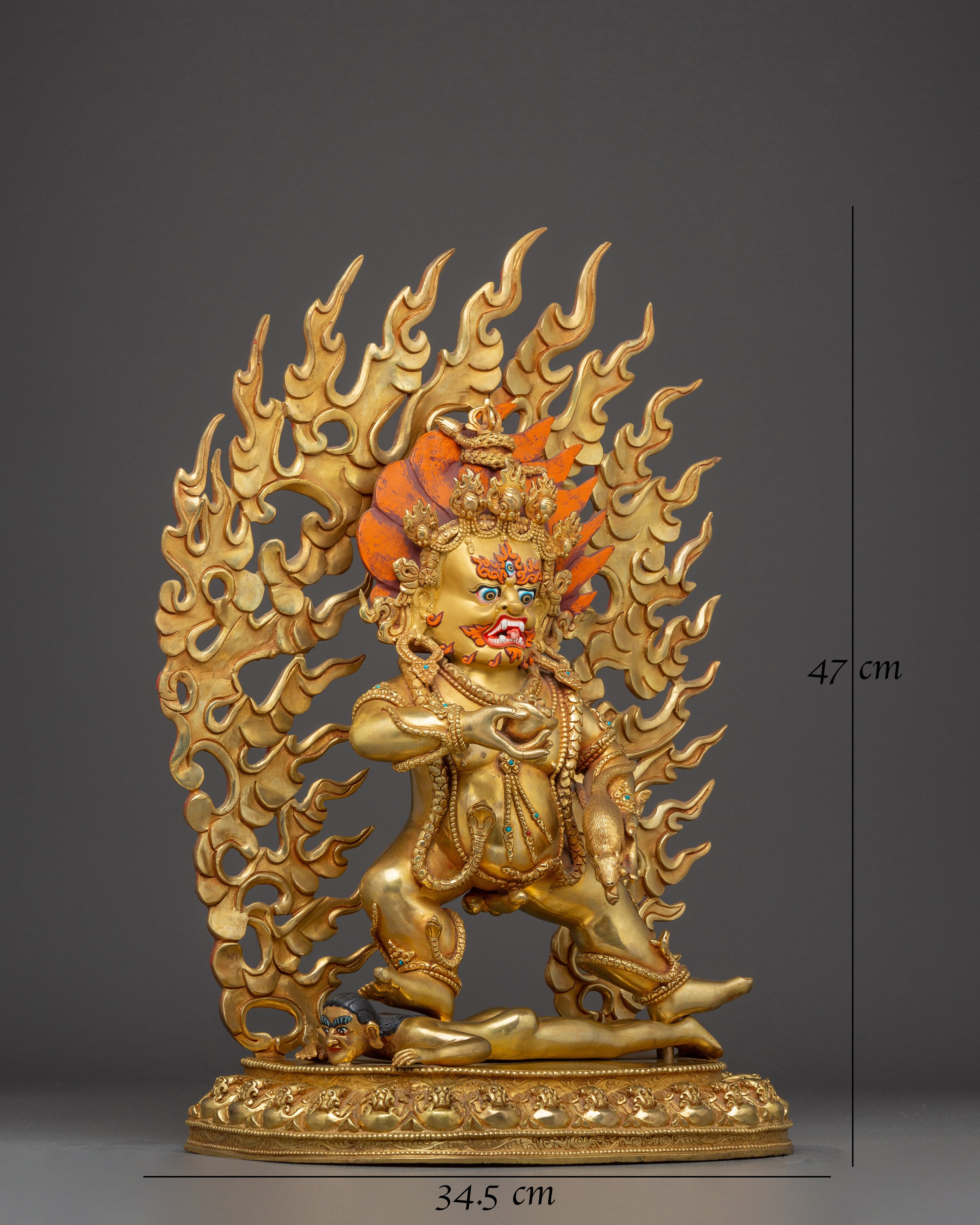 Black Dzambahala 24K Gold Tibetan Wealth Deity Art