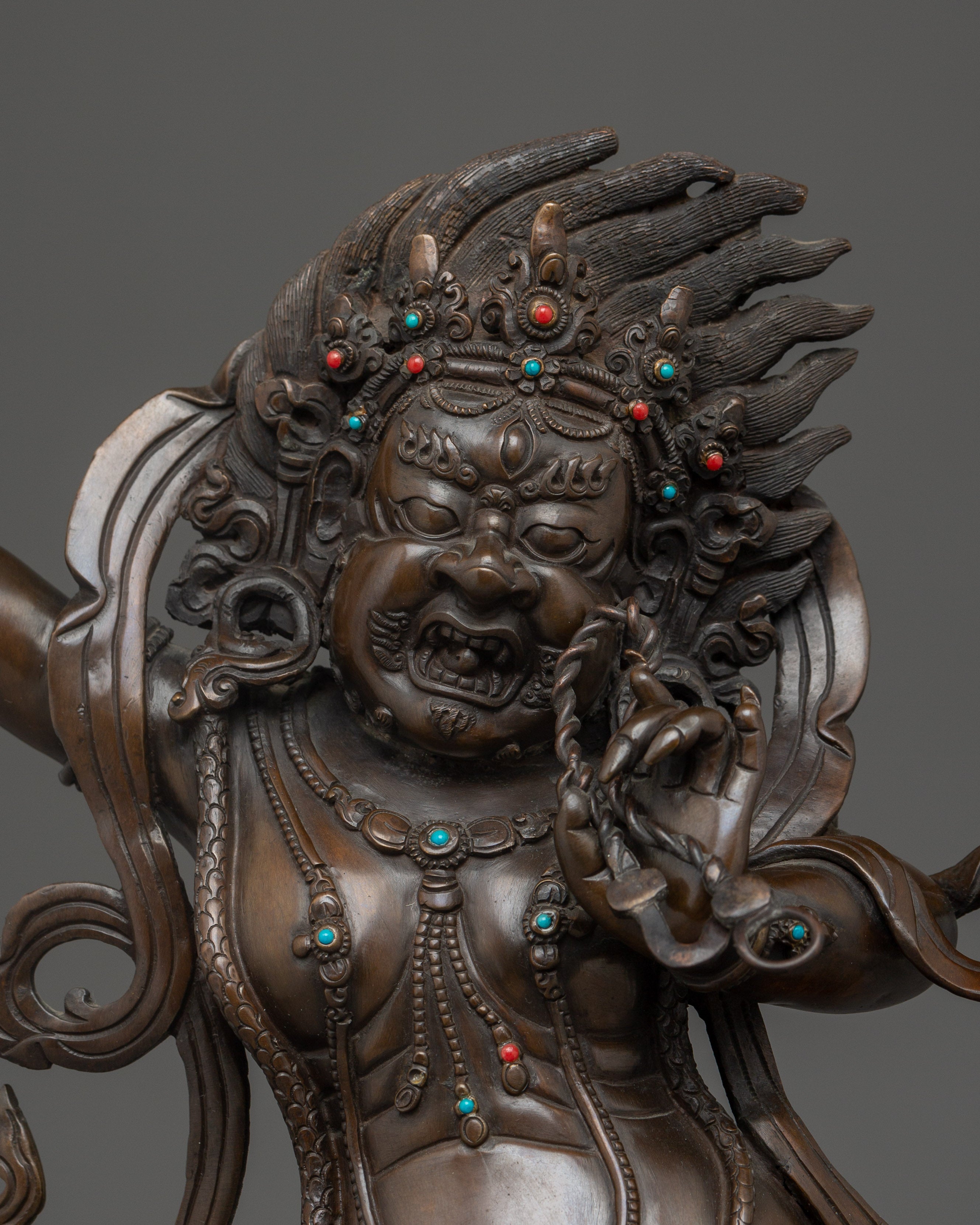Vajrapani Oxidized Statue: The Dharma Protector