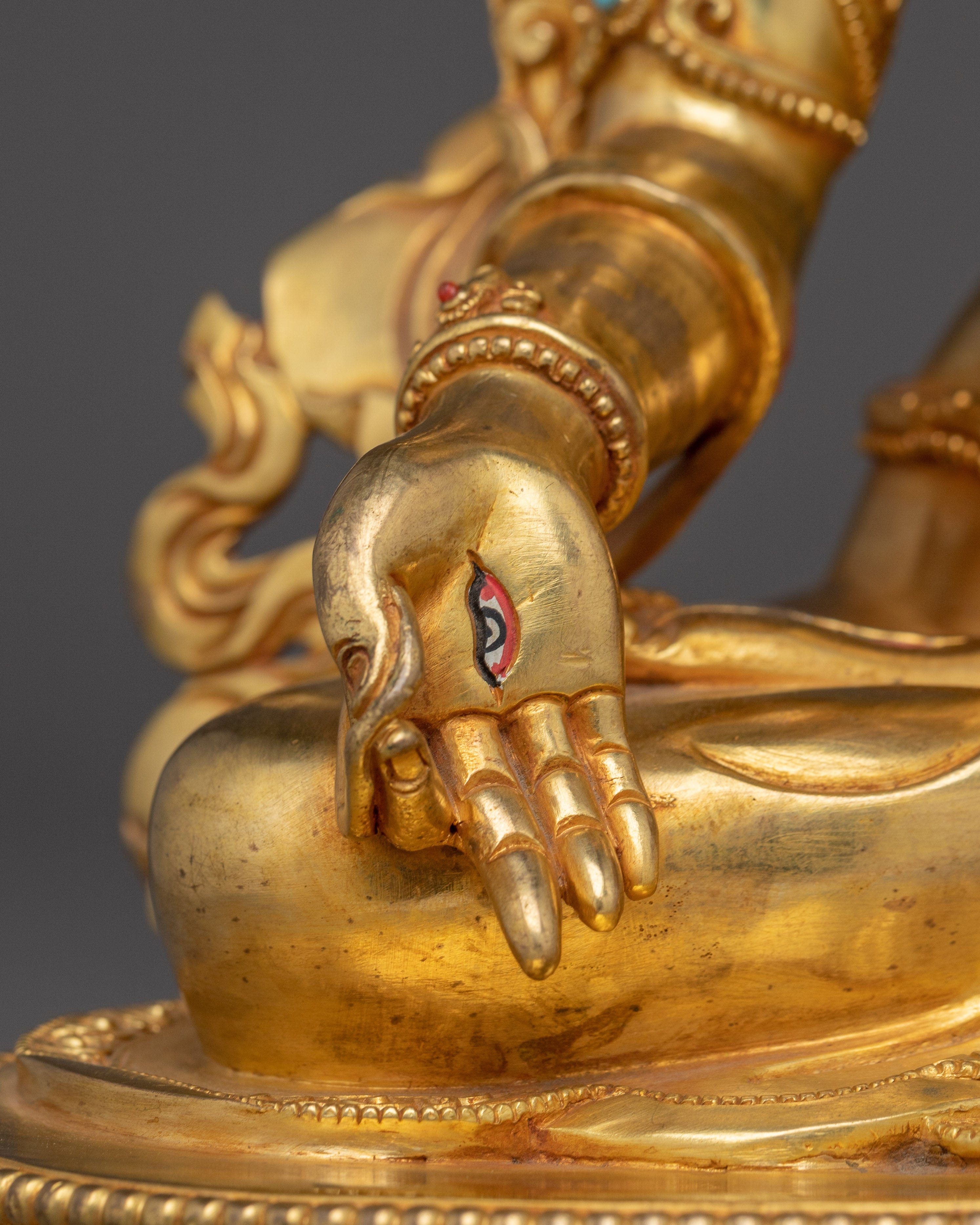 Traditional Golden White Tara Art: Tibetan Healing Deity