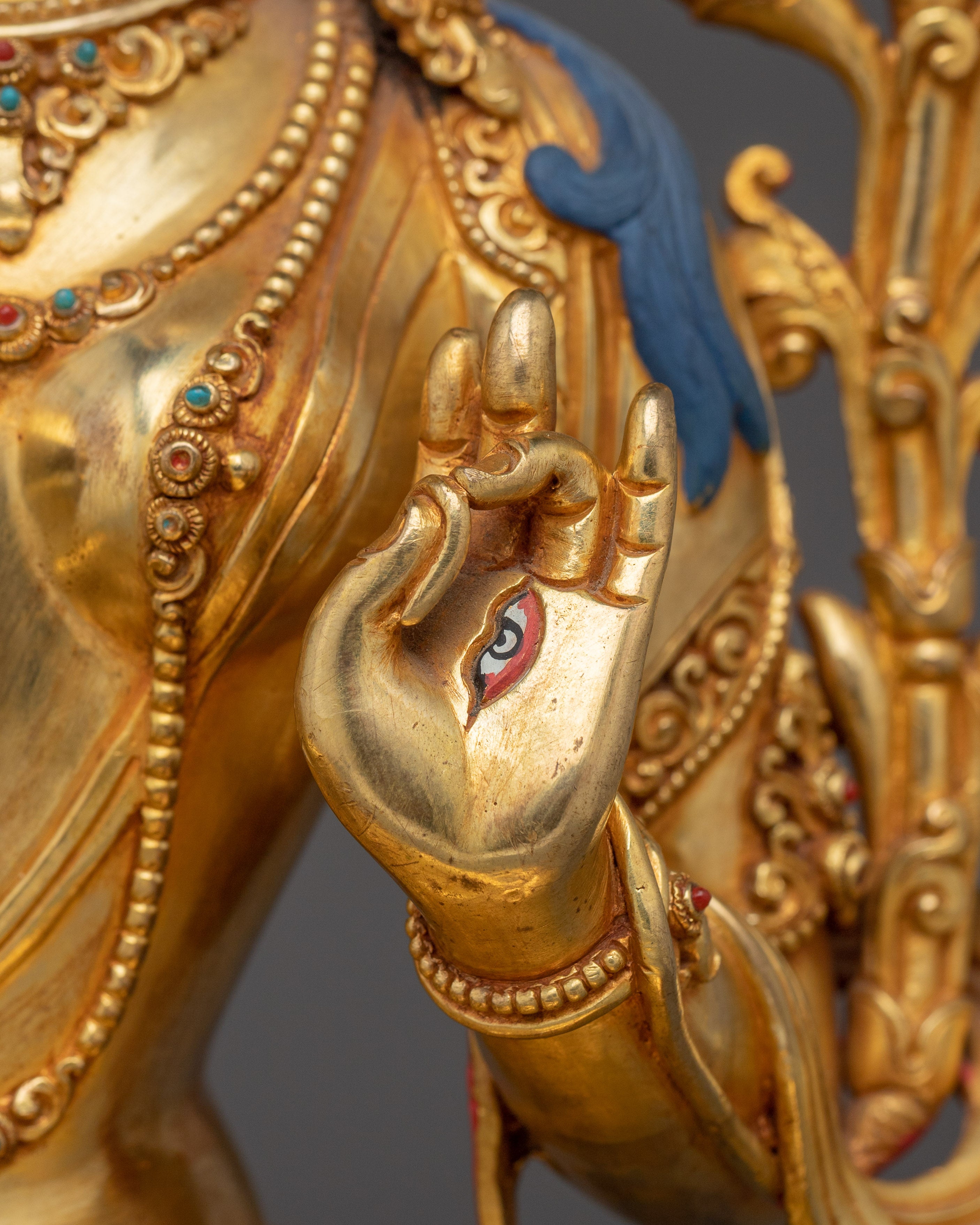 Traditional Golden White Tara Art: Tibetan Healing Deity