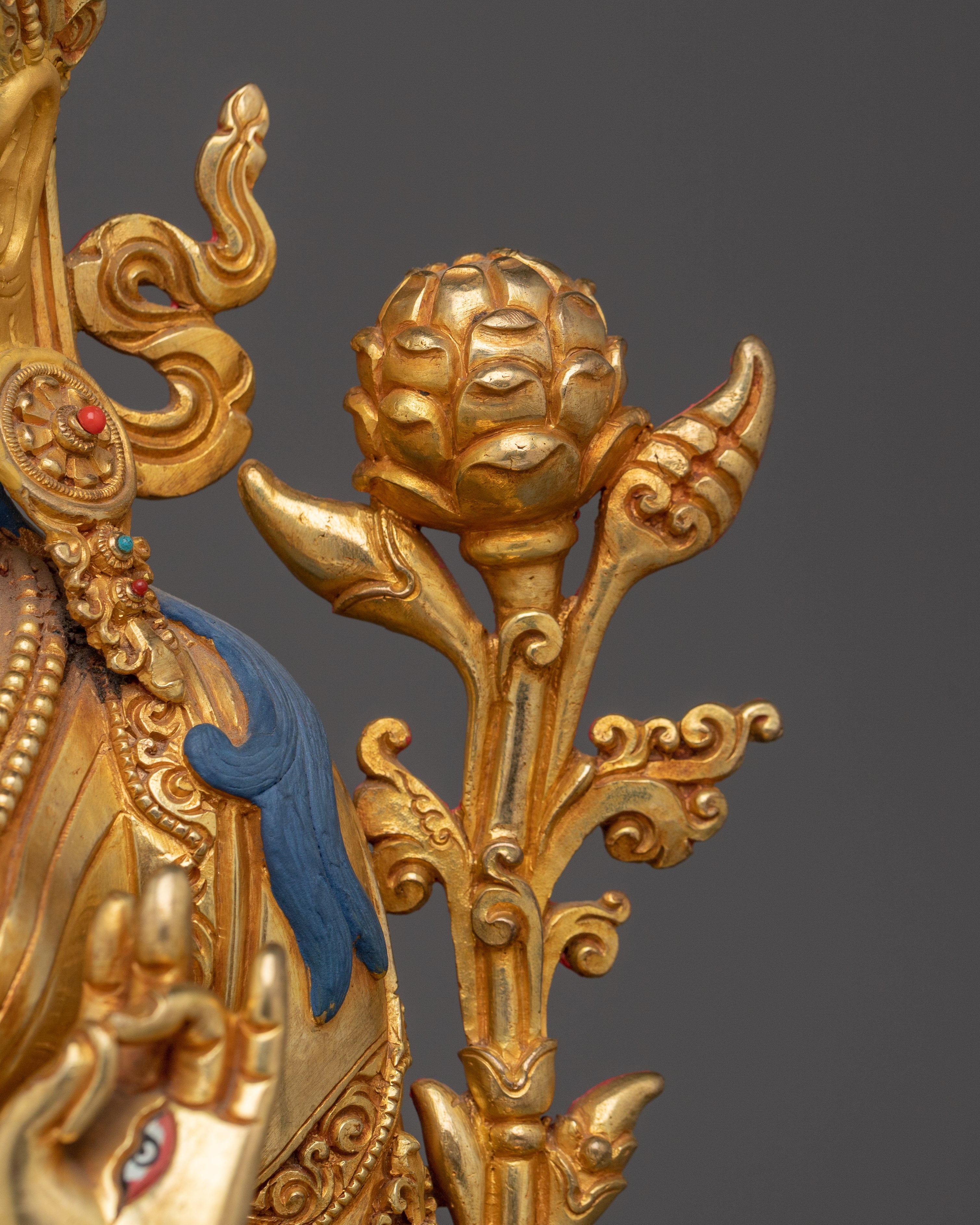 Traditional Golden White Tara Art: Tibetan Healing Deity