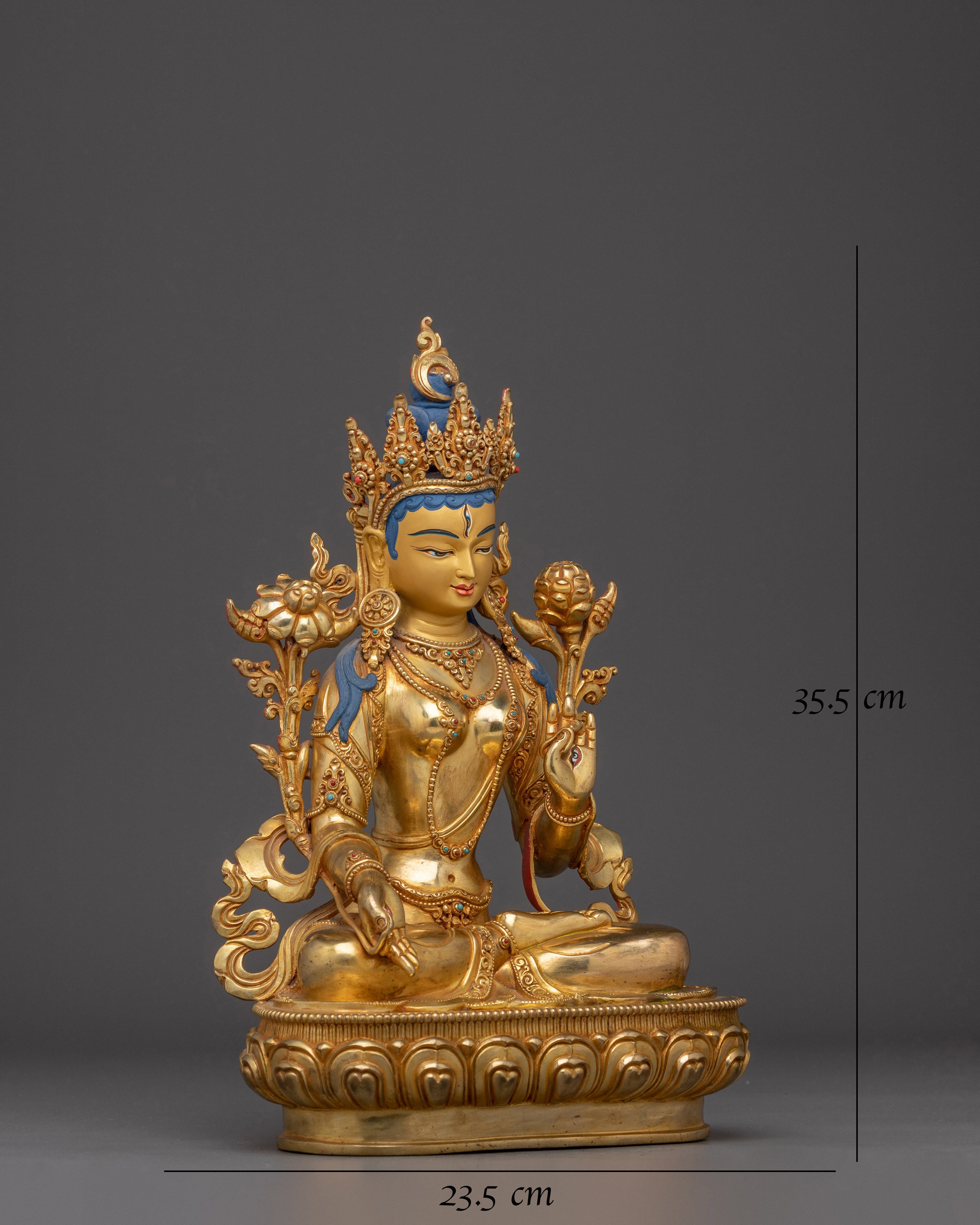 Traditional Golden White Tara Art: Tibetan Healing Deity