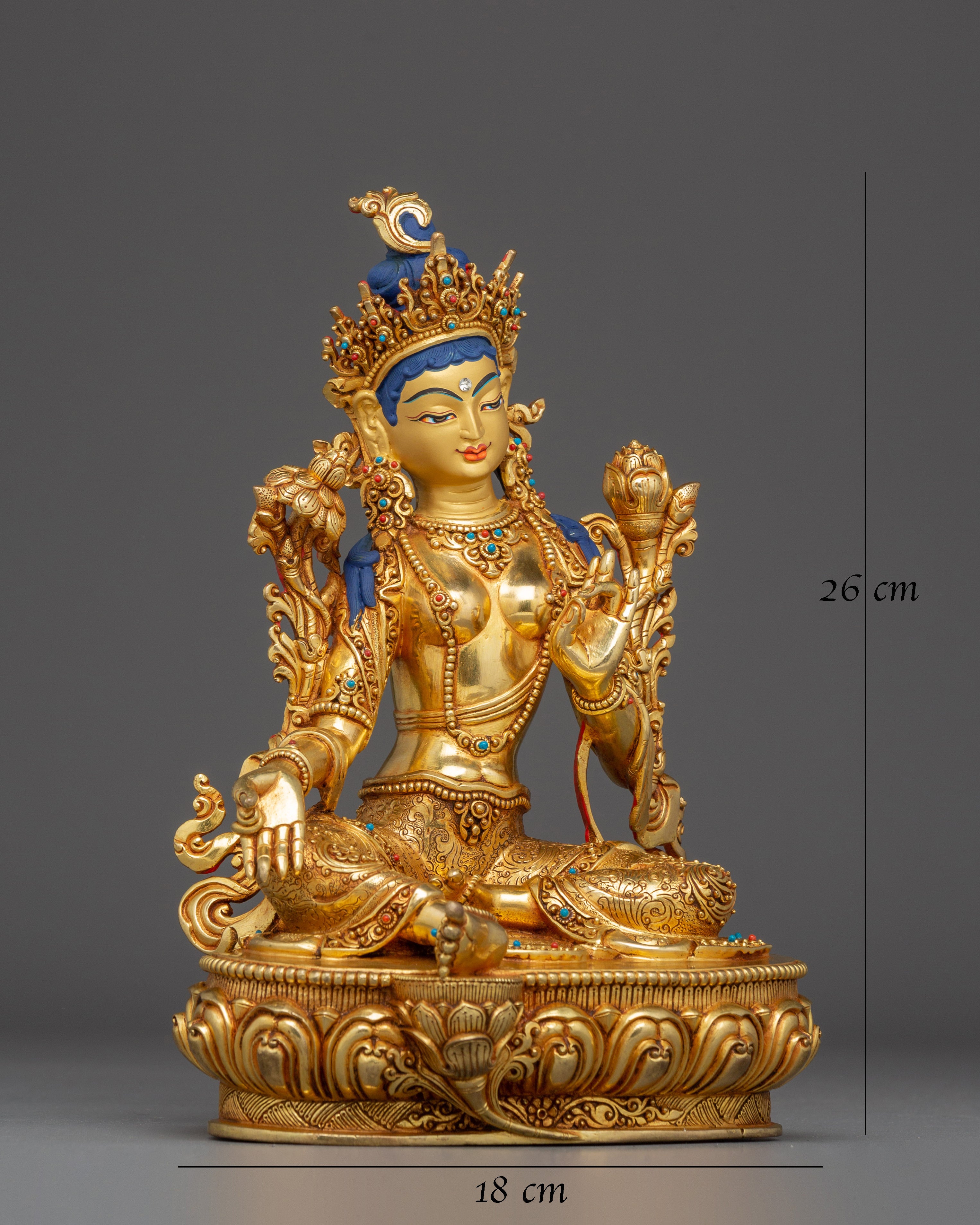 10.2 Inch Green Tara Handmade Statue | Mother of All Buddhas
