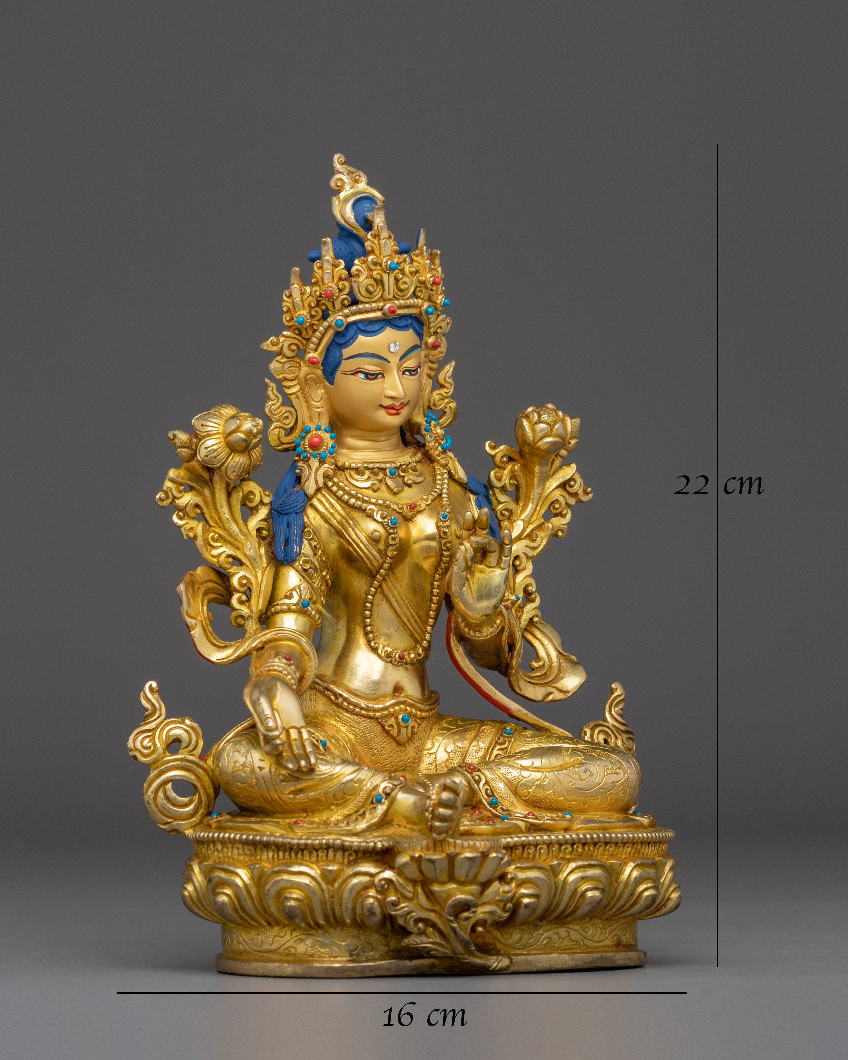Handmade Golden Statue of Green Tara