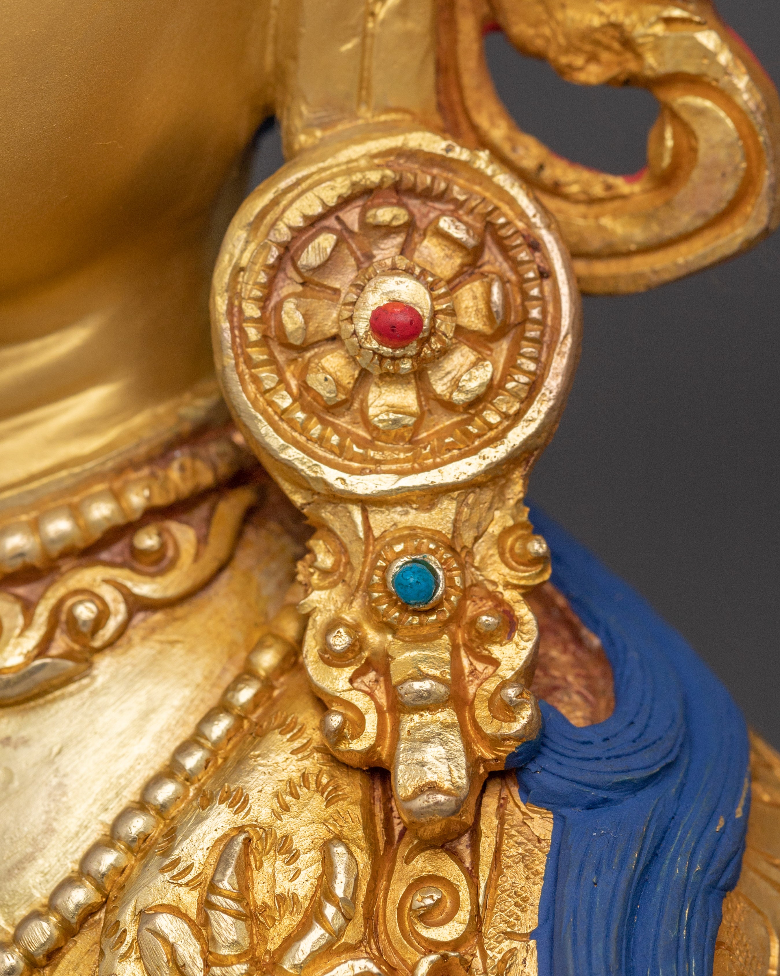 12.4 Inch Golden Chenrezig Statue | Bodhisattva of Wisdom