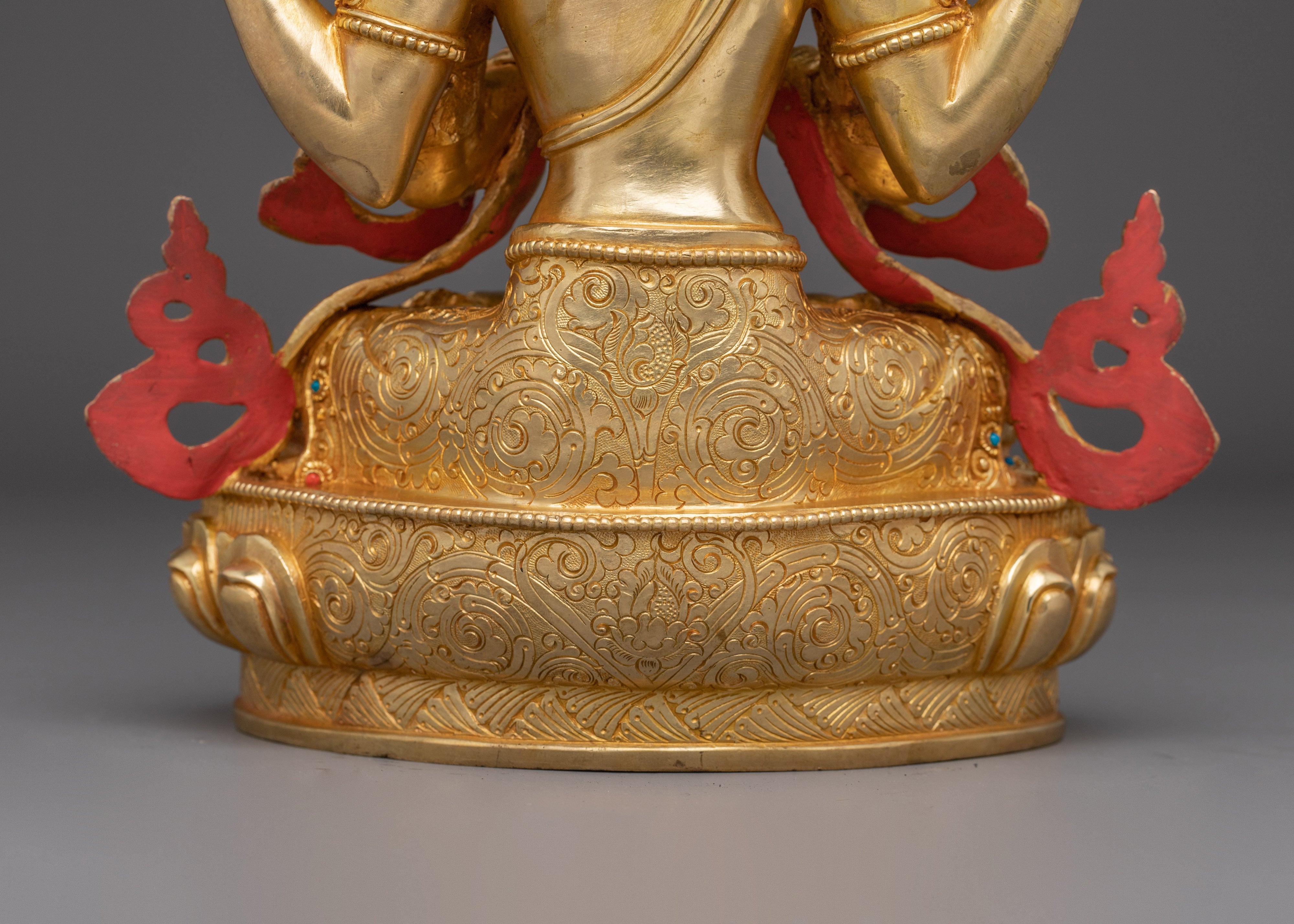 12.4 Inch Golden Chenrezig Statue | Bodhisattva of Wisdom