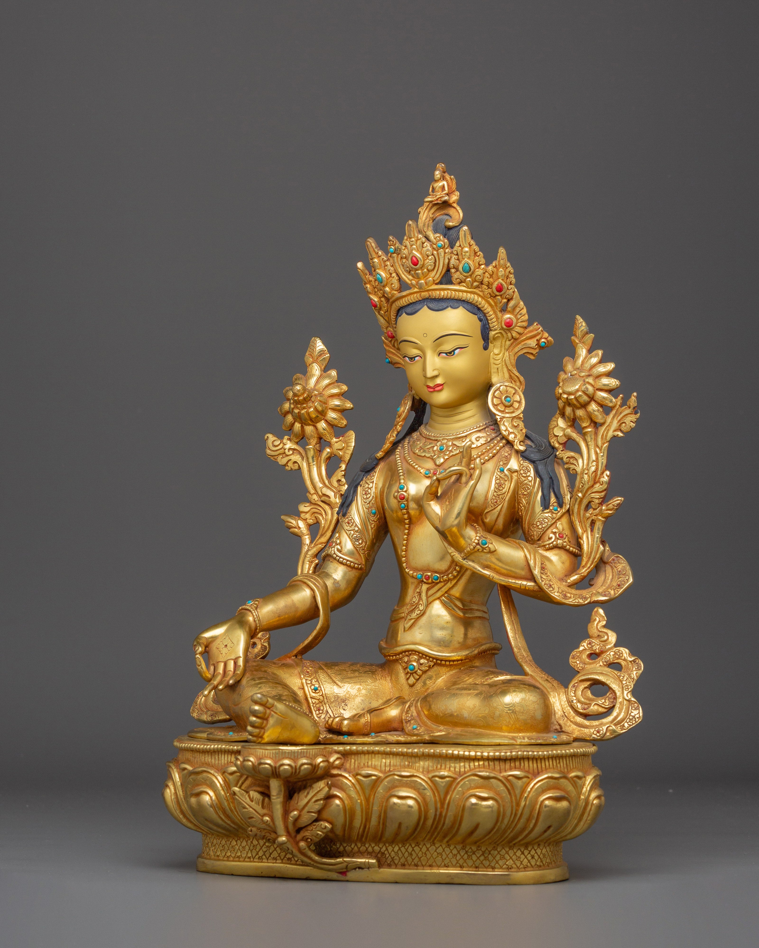 Lotus Seated Green Tara | Himalayan Icon of Wisdom