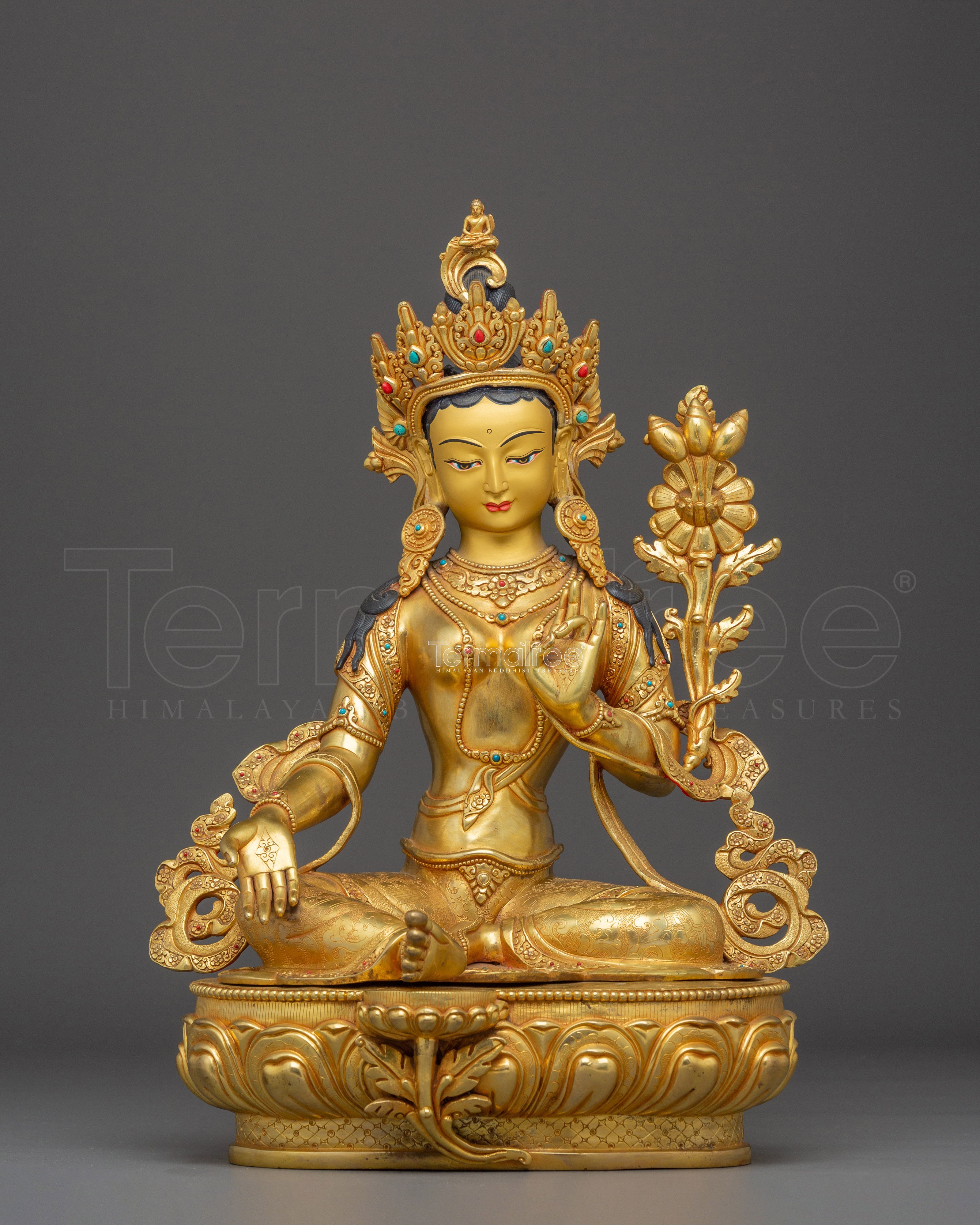 Enlightened Green Tara Icon | Himalayan Nepali Statue