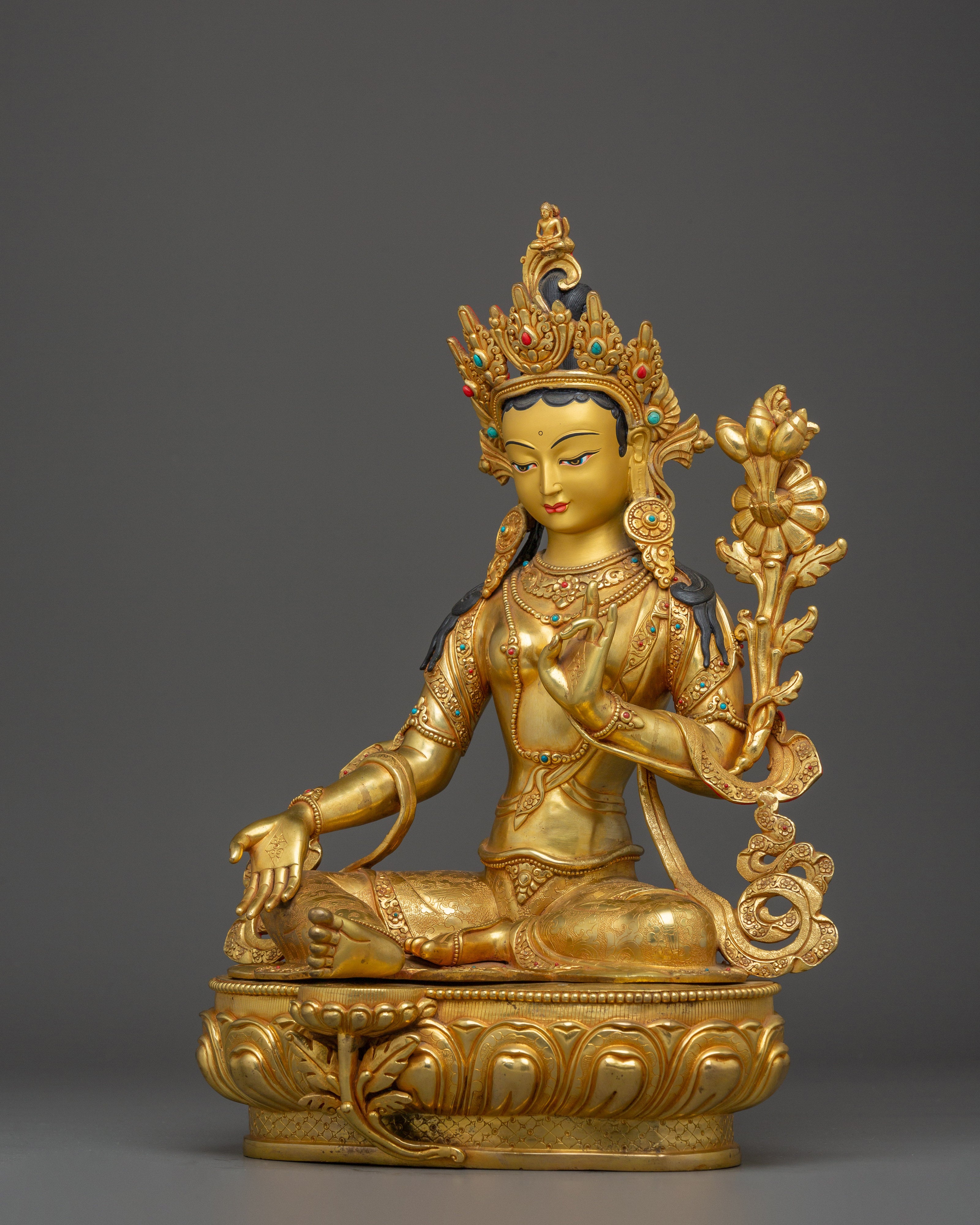 Enlightened Green Tara Icon | Himalayan Nepali Statue