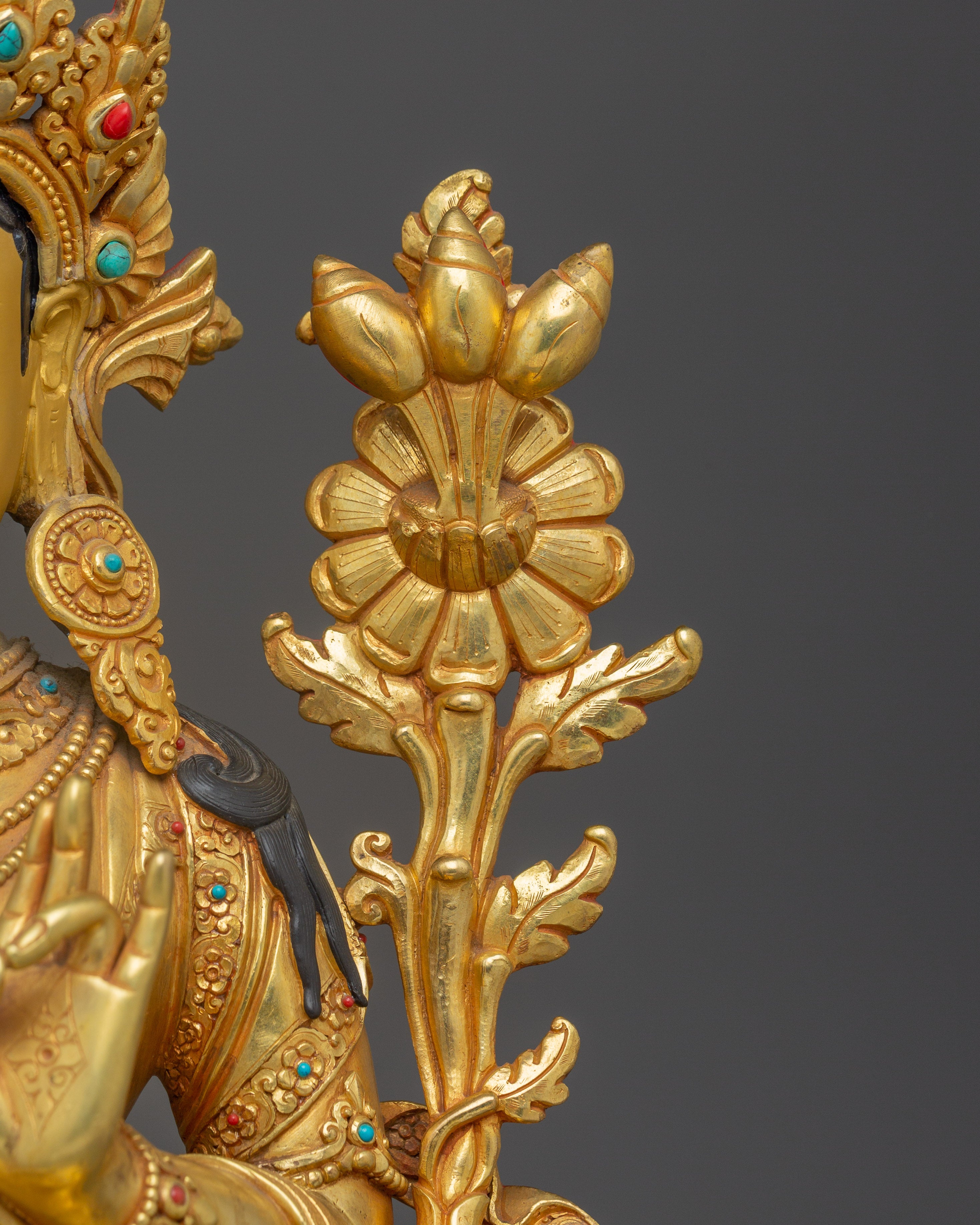 Enlightened Green Tara Icon | Himalayan Nepali Statue