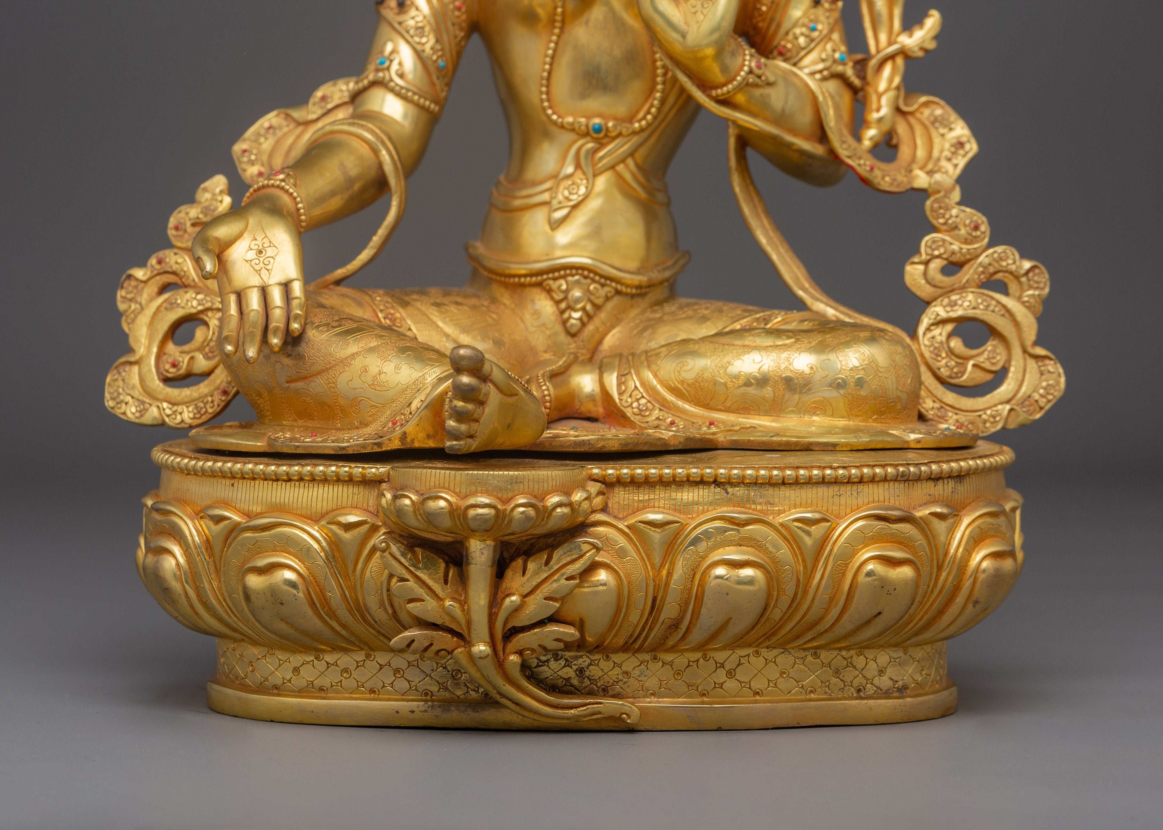Enlightened Green Tara Icon | Himalayan Nepali Statue