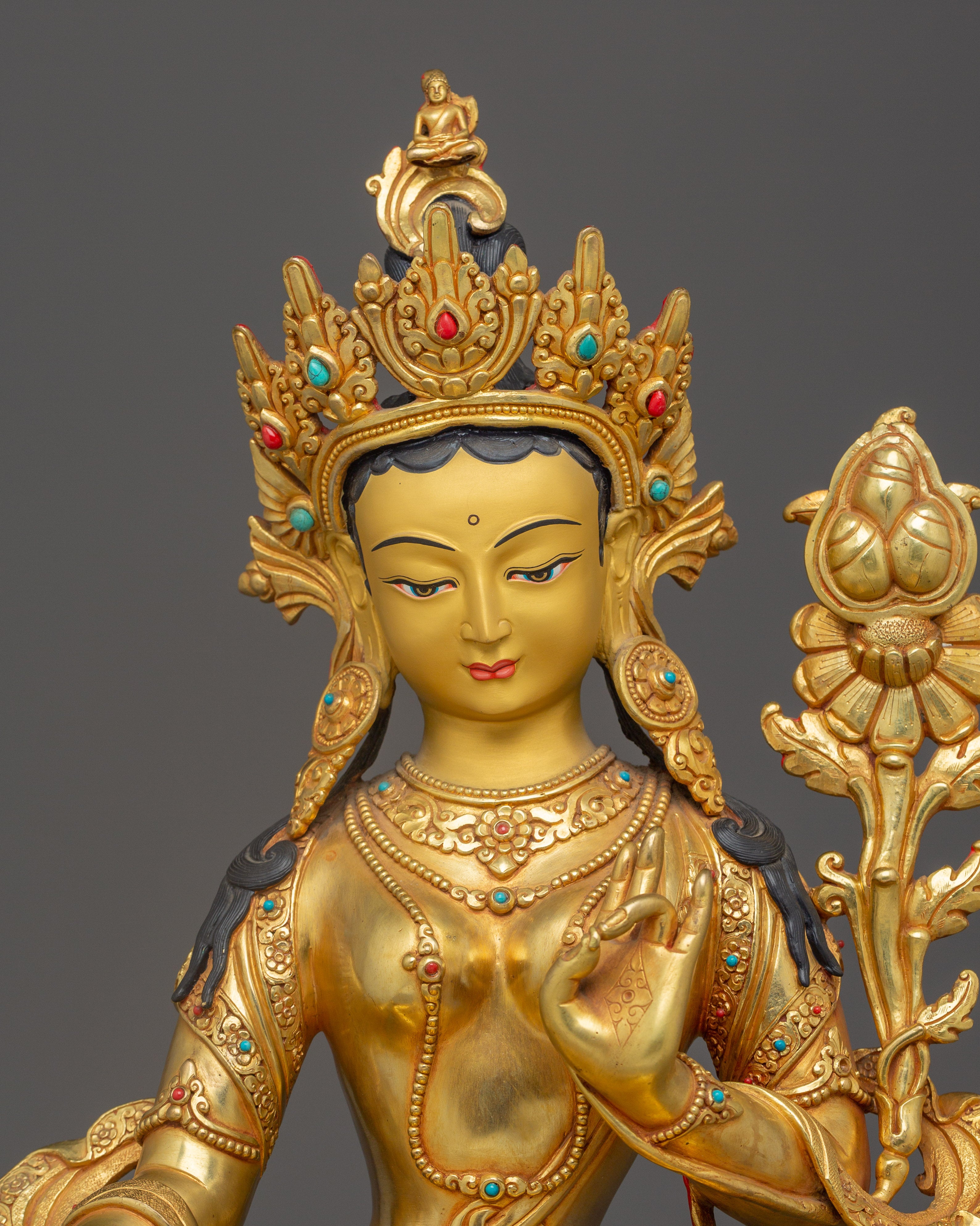 Green Tara, Divine Icon | Nepali Crafted Himalayan Icon