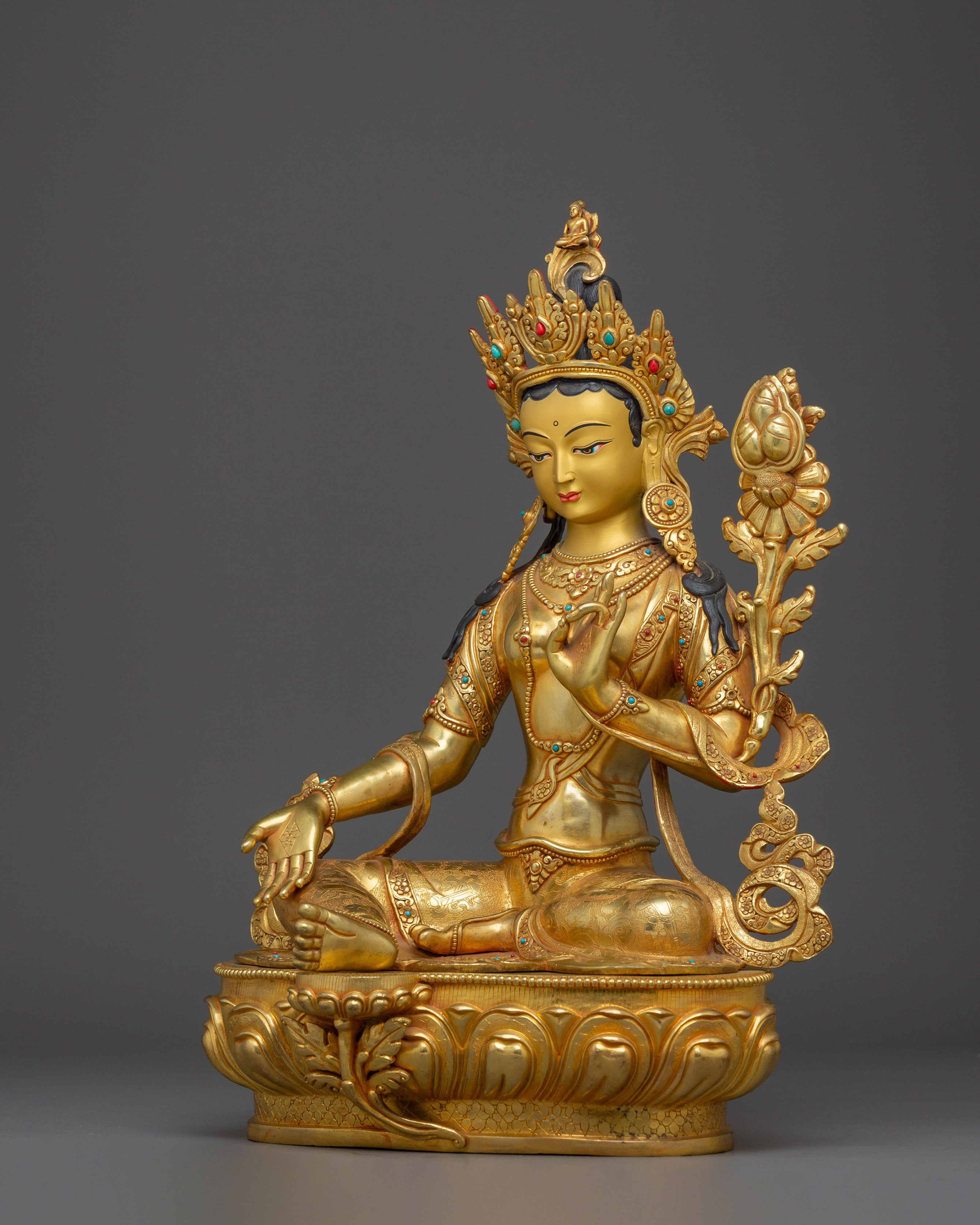 Green Tara, Divine Icon | Nepali Crafted Himalayan Icon