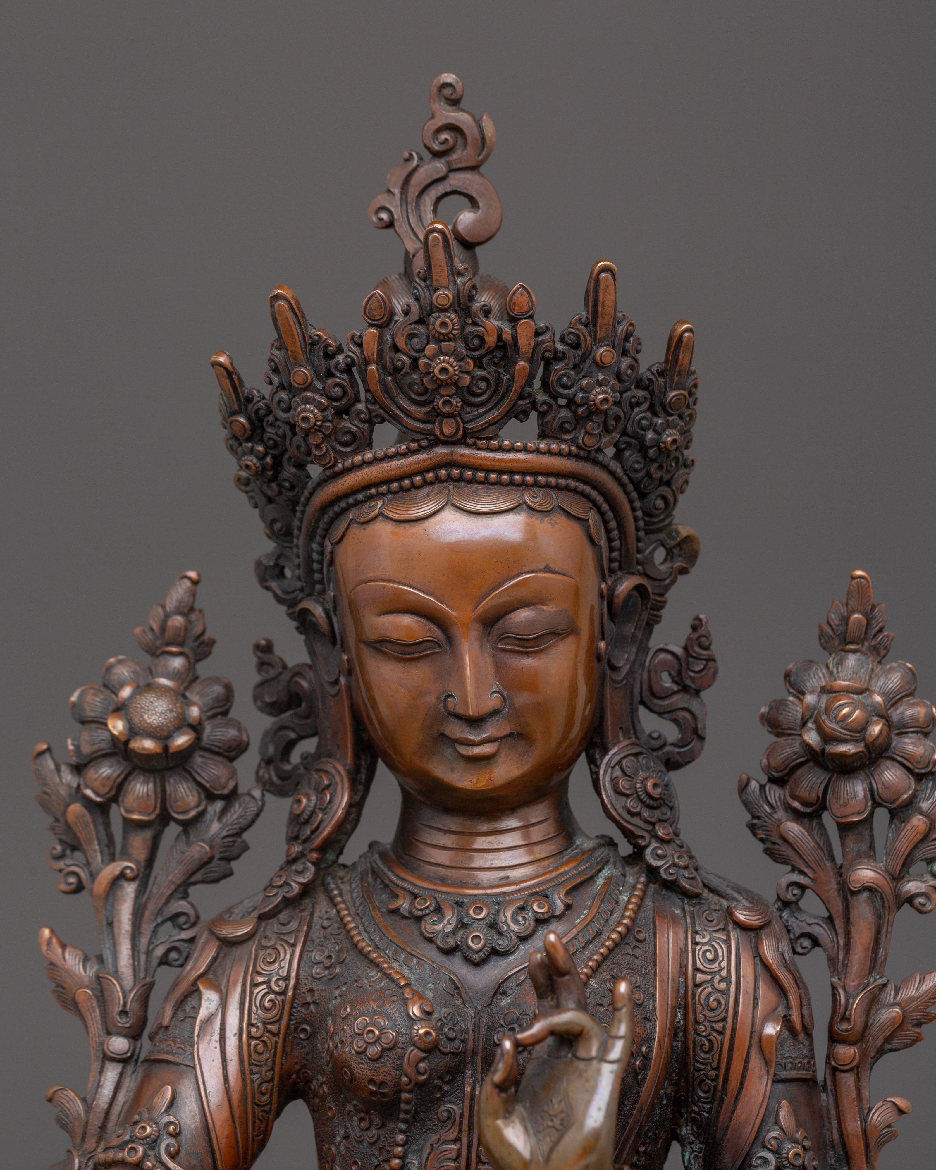 Green Tara Oxidized Artwork | Meditation and Spiritual Shrine