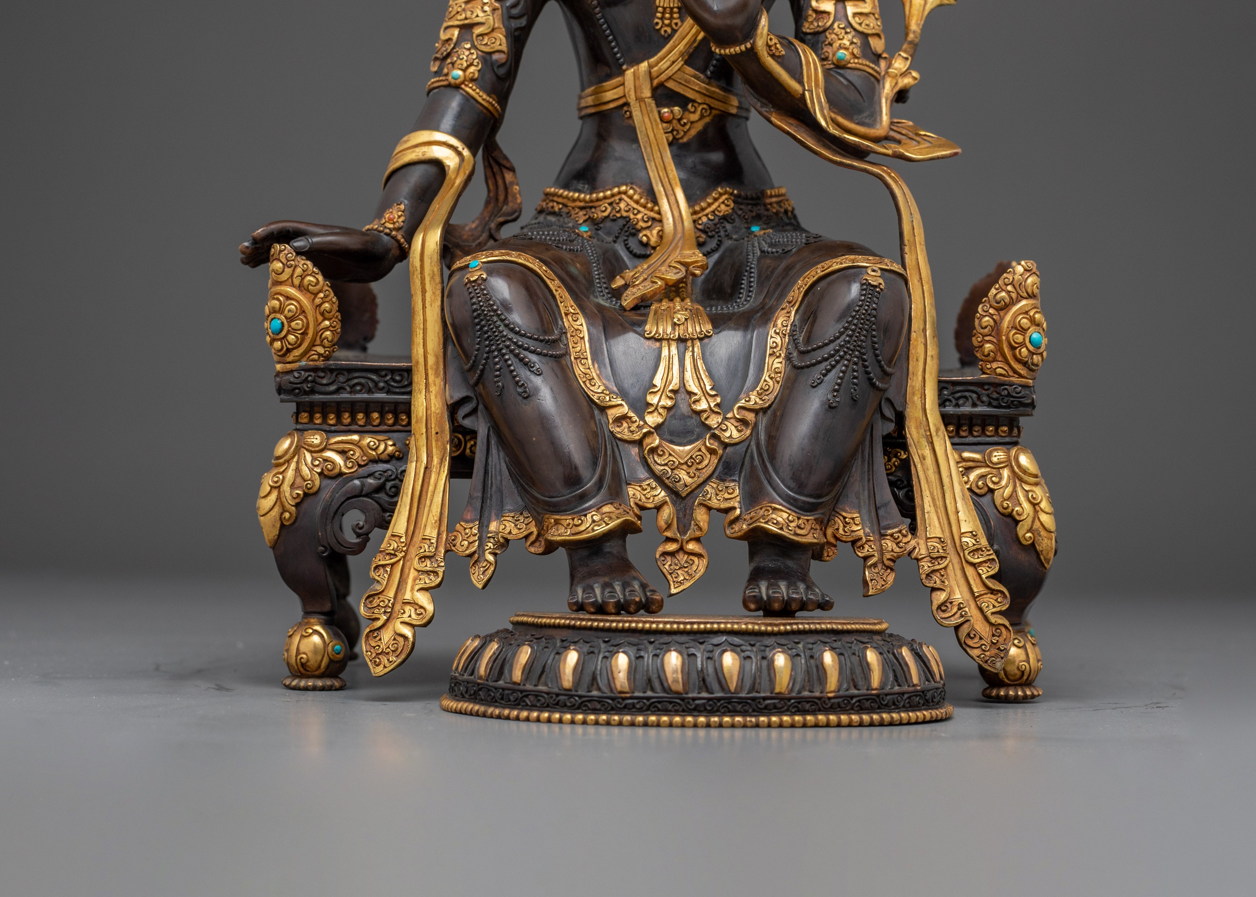 Maitreya Buddha Statue in Oxidized Copper | Sculpture for Peace & Loving Kindness