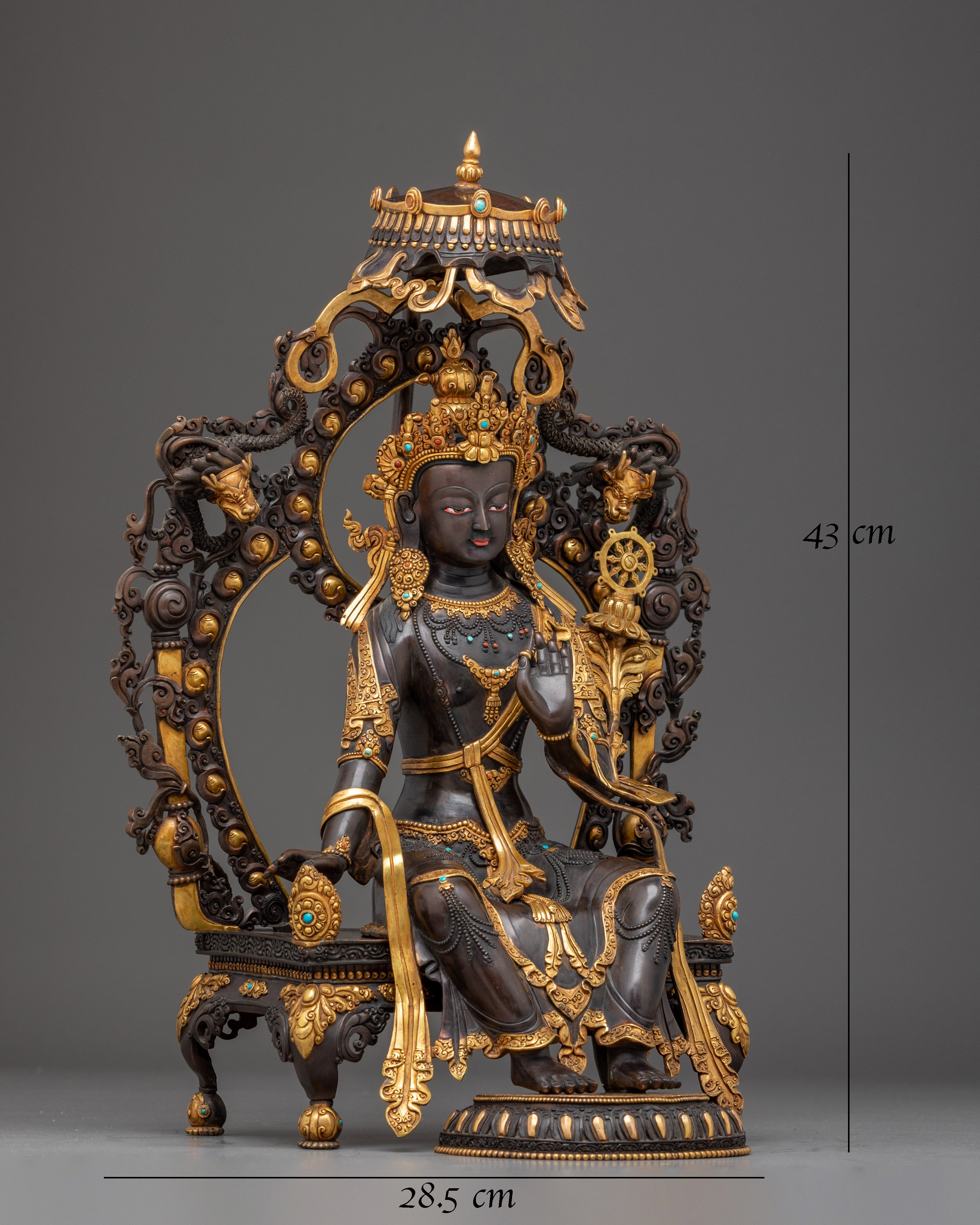 Maitreya Buddha Statue in Oxidized Copper