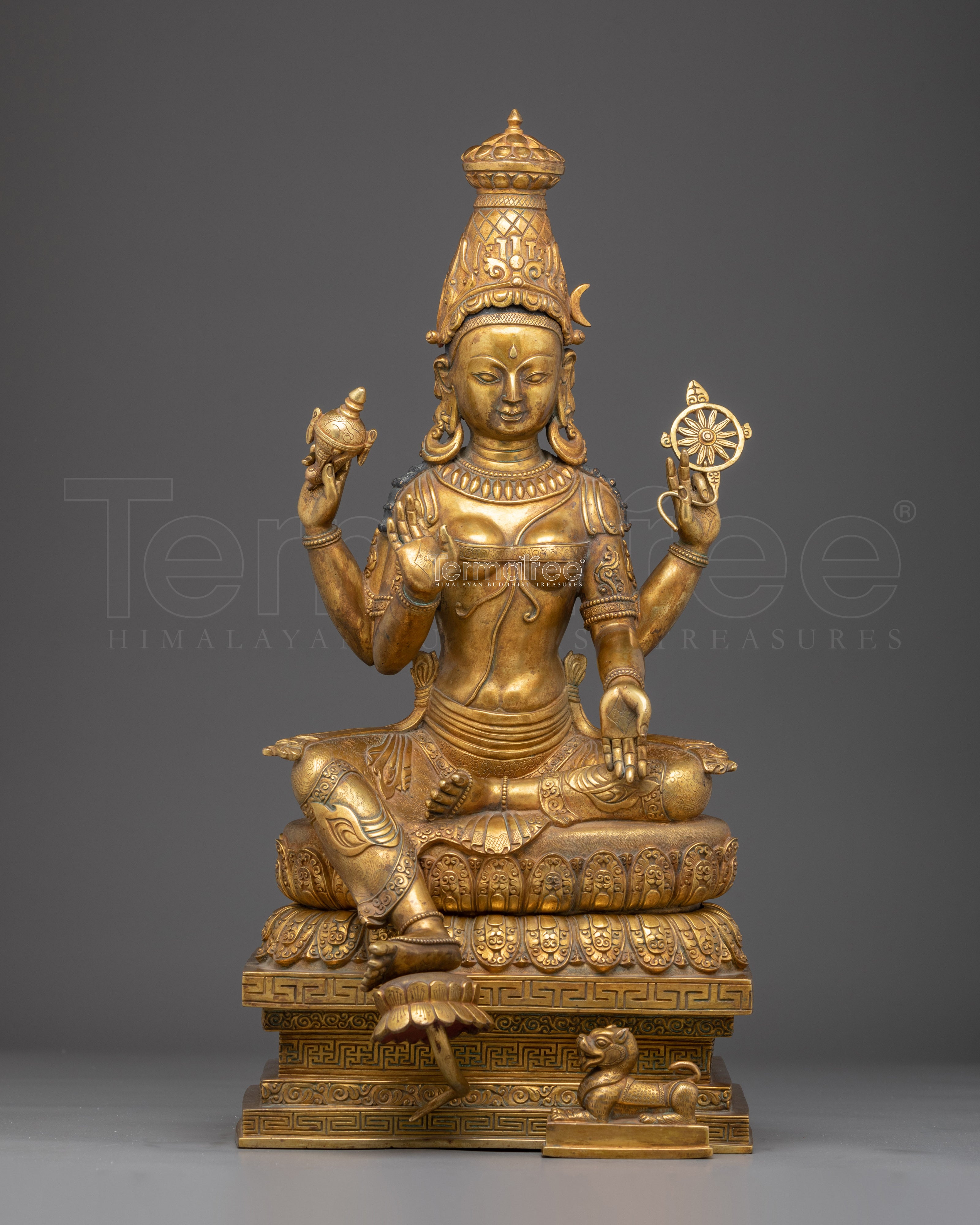 Durga Statue | 24K Gold Gilded Craftsmanship for Strength and Protection