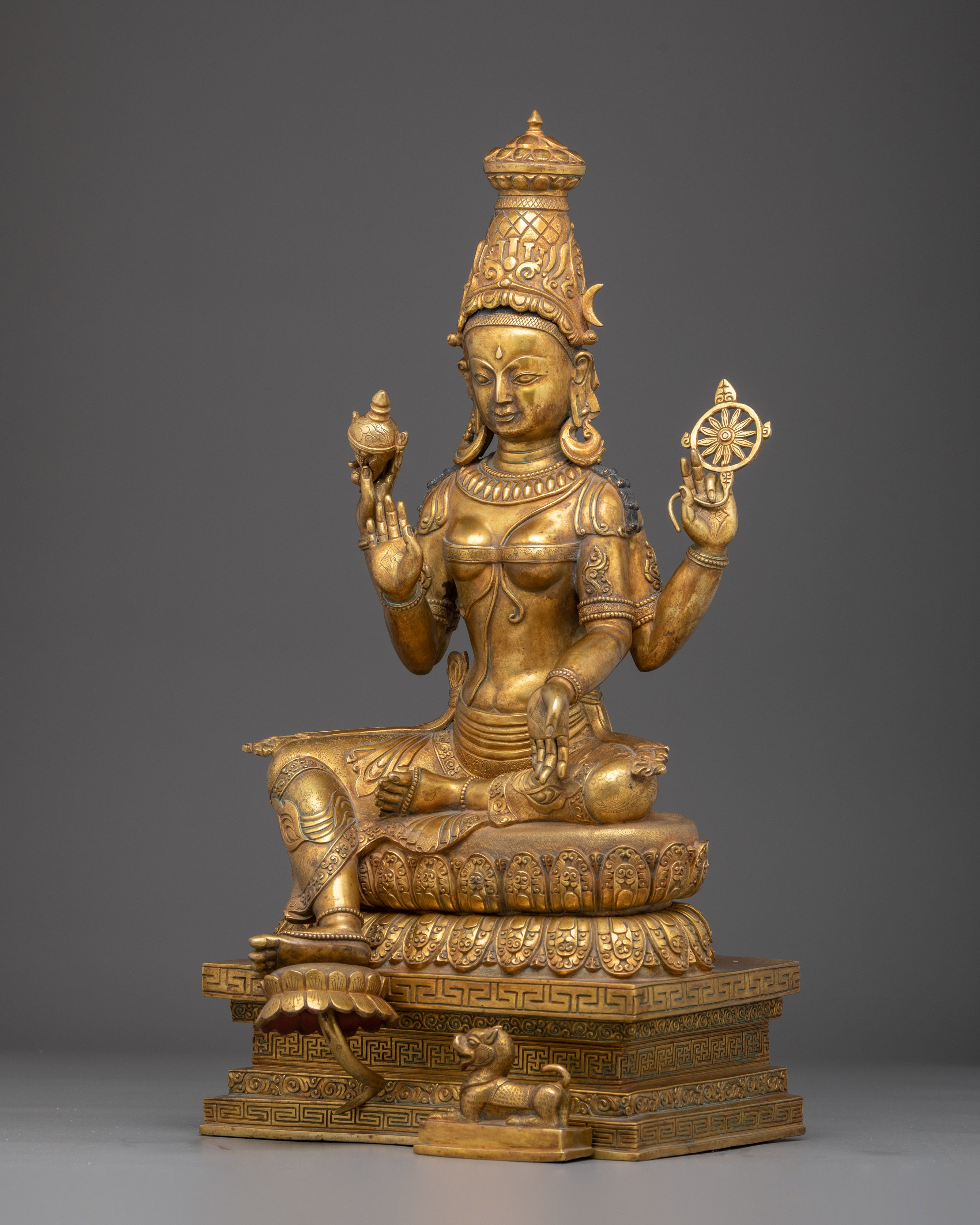 Durga Statue | 24K Gold Gilded Craftsmanship for Strength and Protection