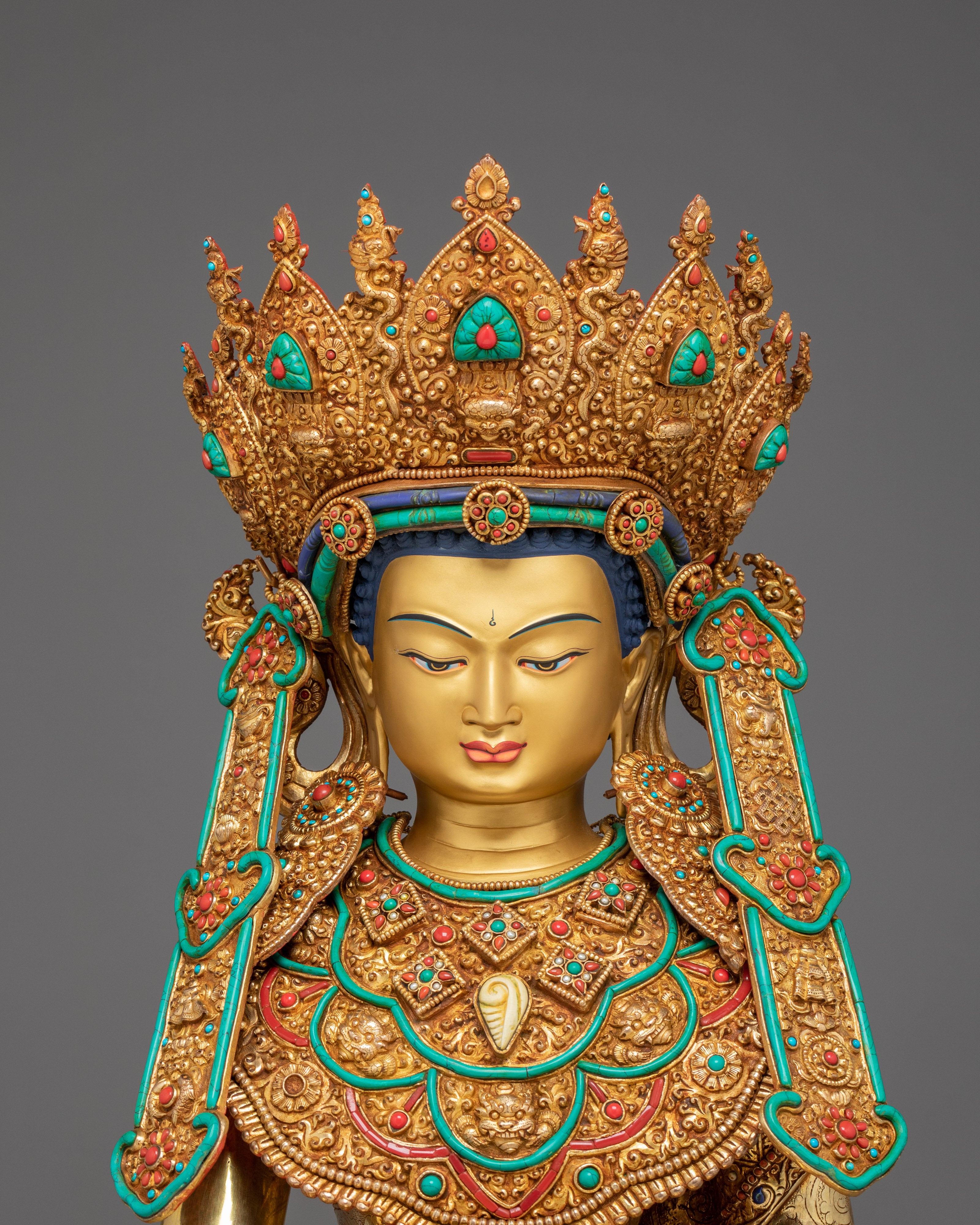 Majestic Crowned Shakyamuni Buddha Statue