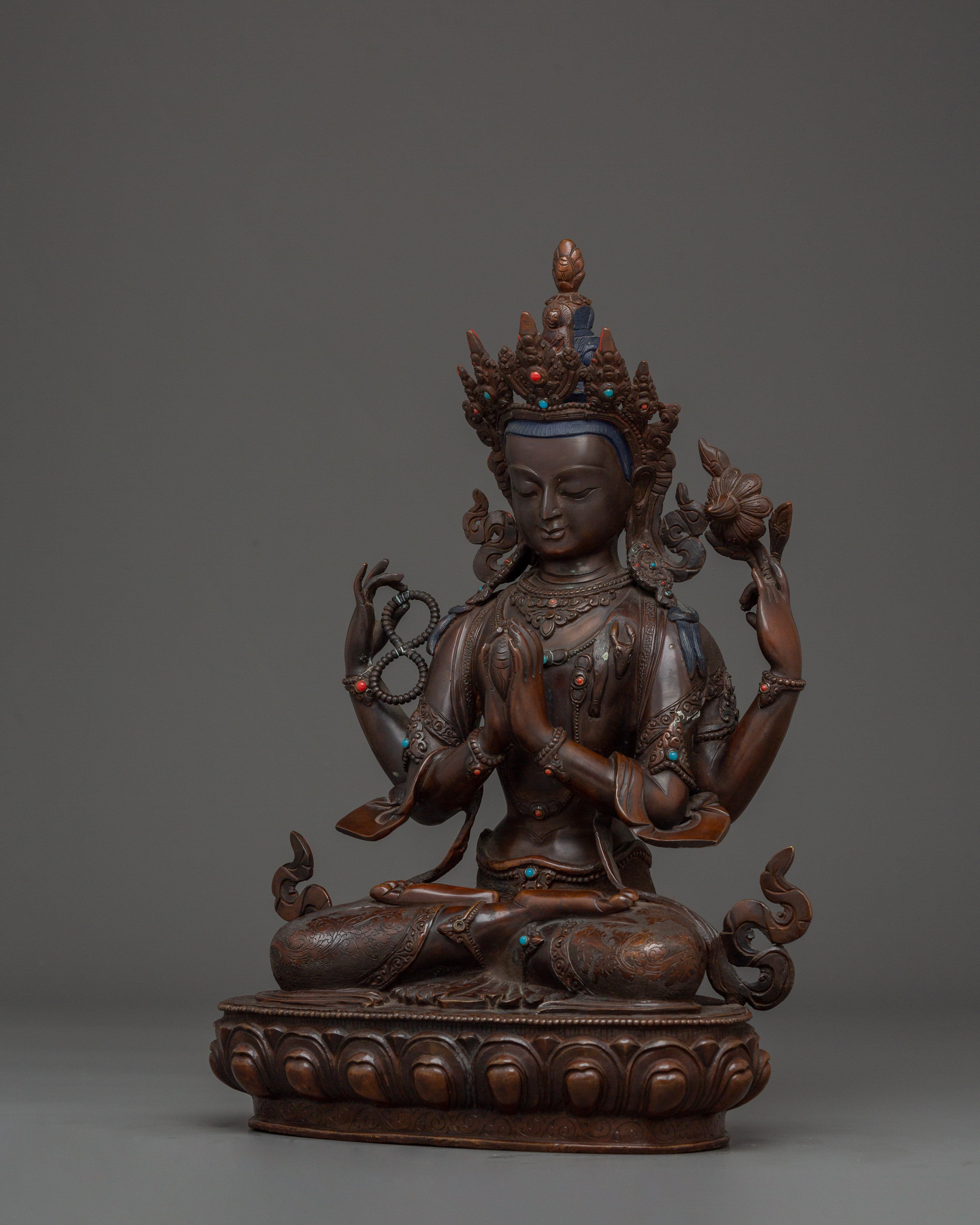 Sacred Chenrezig Statue | Tibetan Icon for Blessings