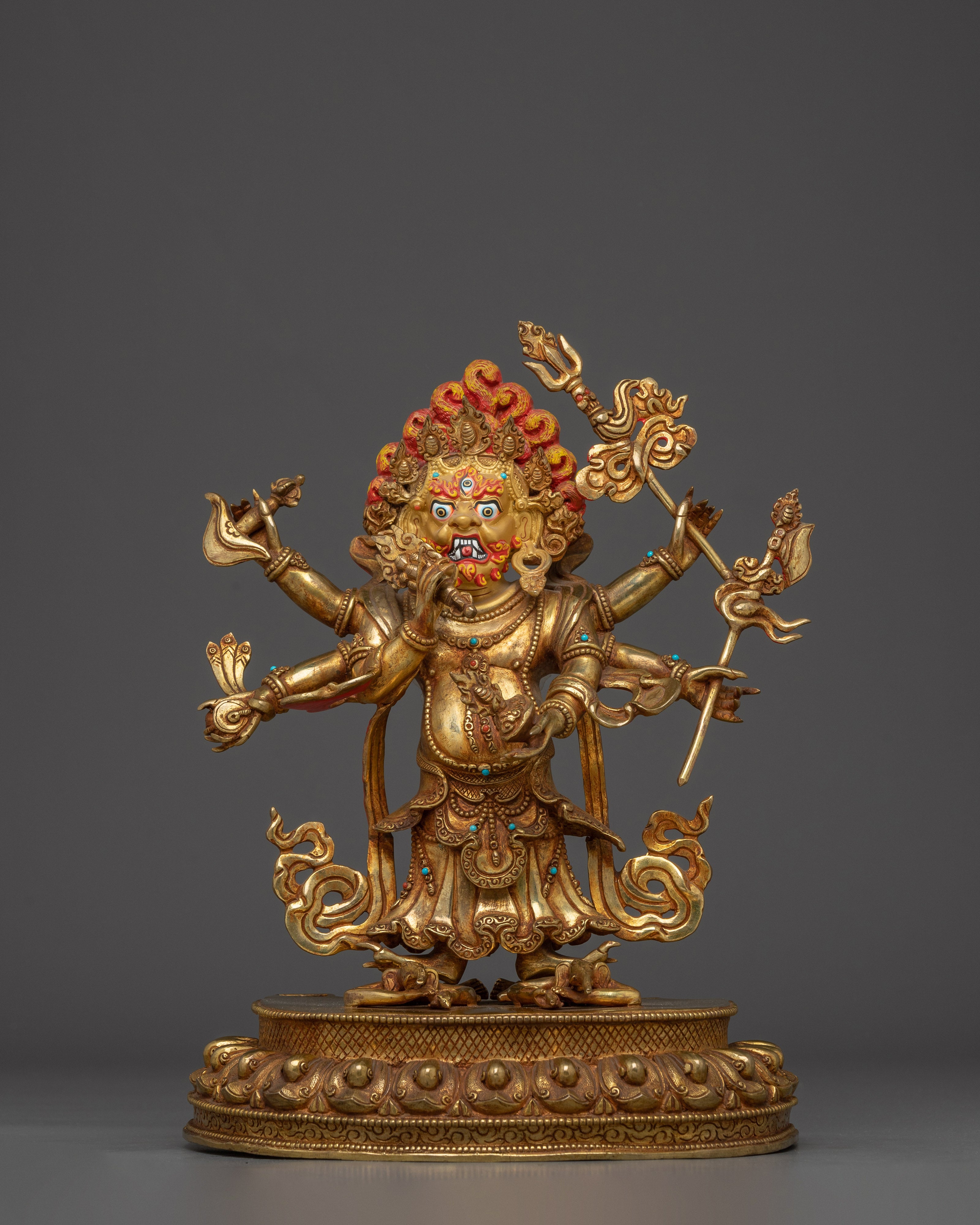 White Mahakala Icon | Tibetan Protector Deity of Wealth