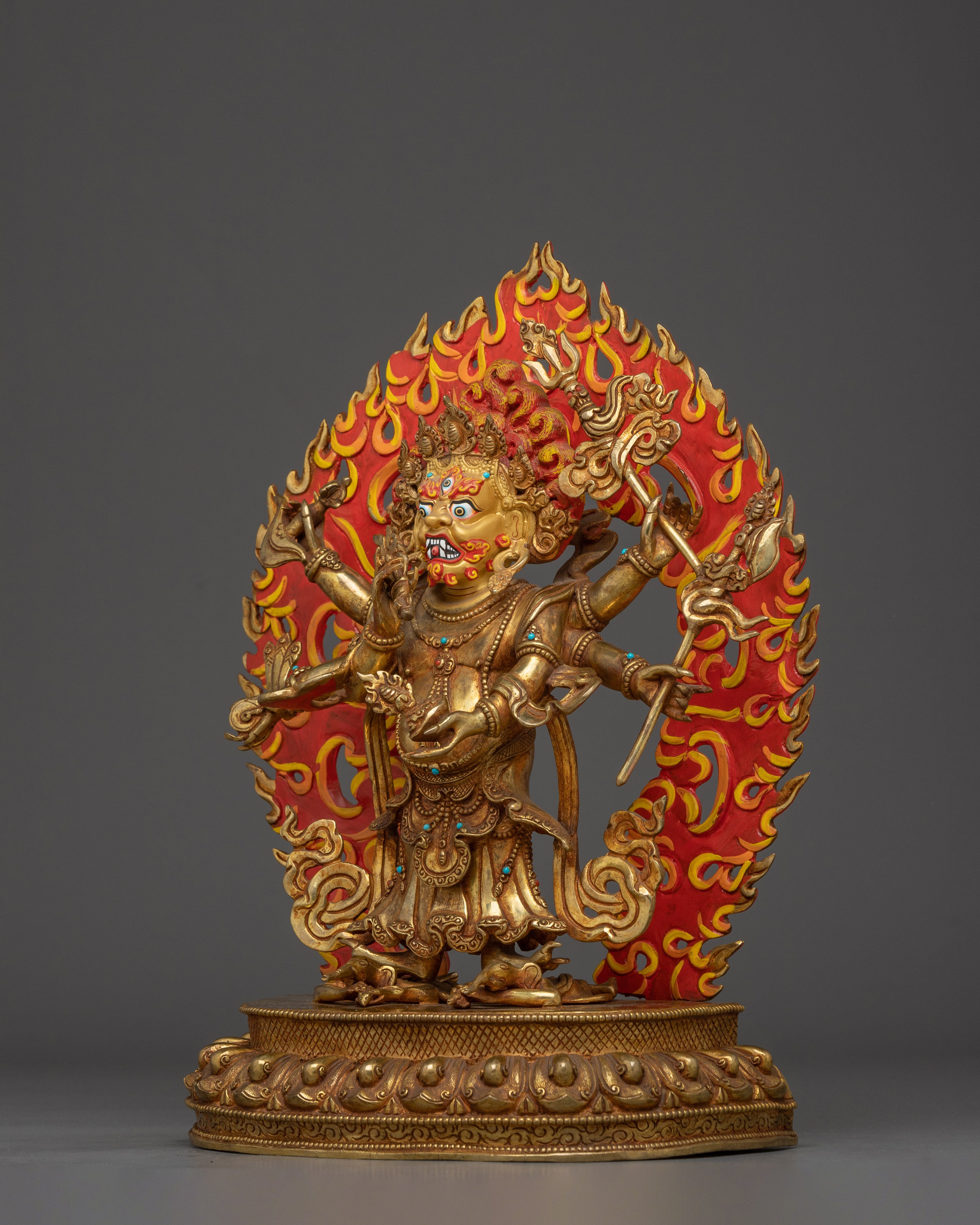 White Mahakala Icon | Tibetan Protector Deity of Wealth