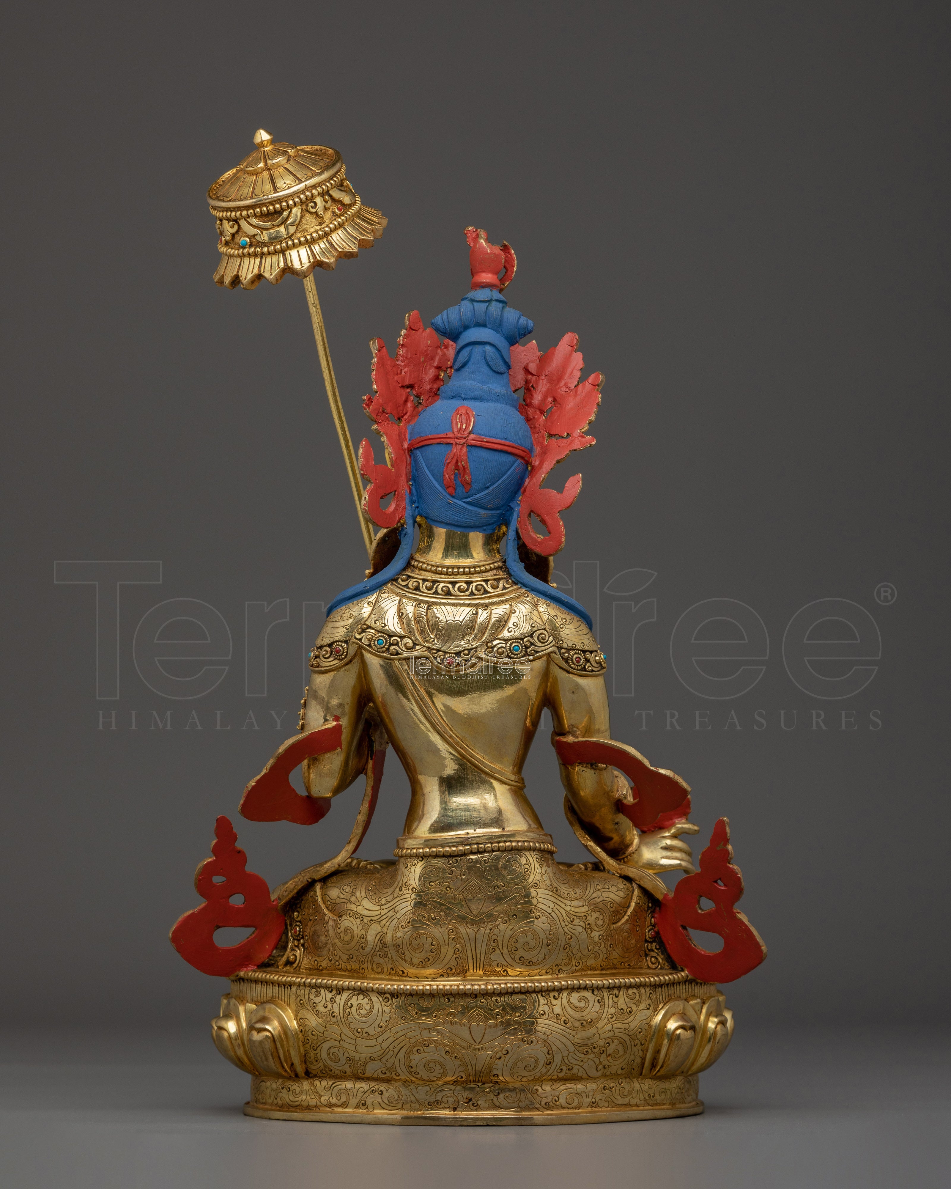 Traditional Tibetan Dukar Statue | Nepali Gold Gilded Artwork
