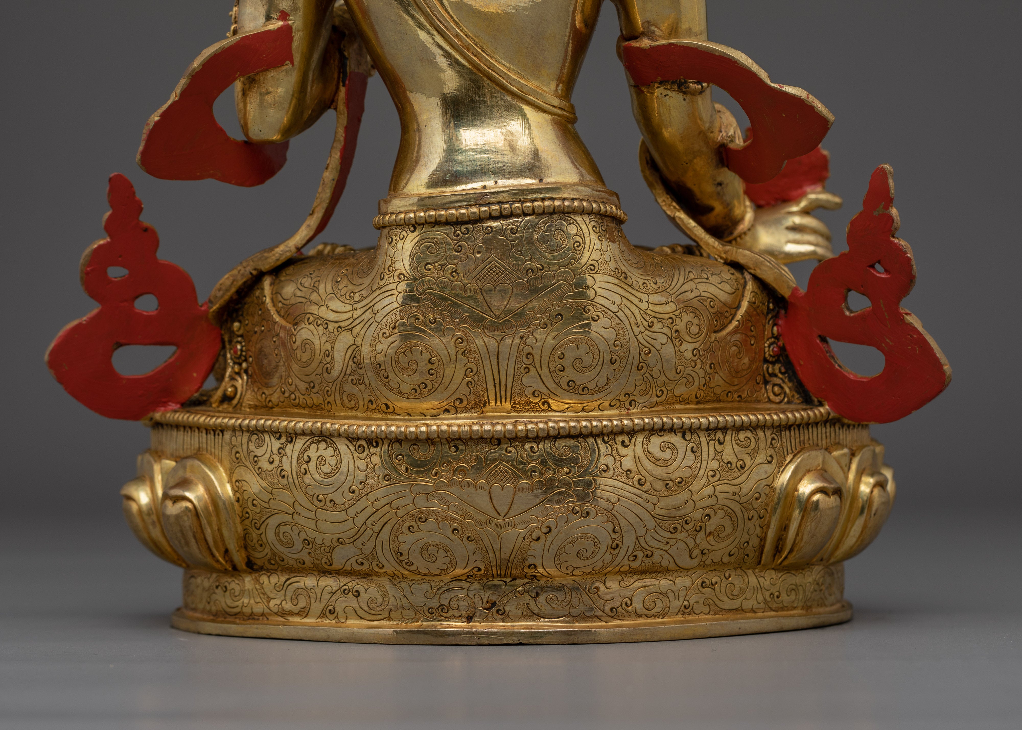 Traditional Tibetan Dukar Statue | Nepali Gold Gilded Artwork