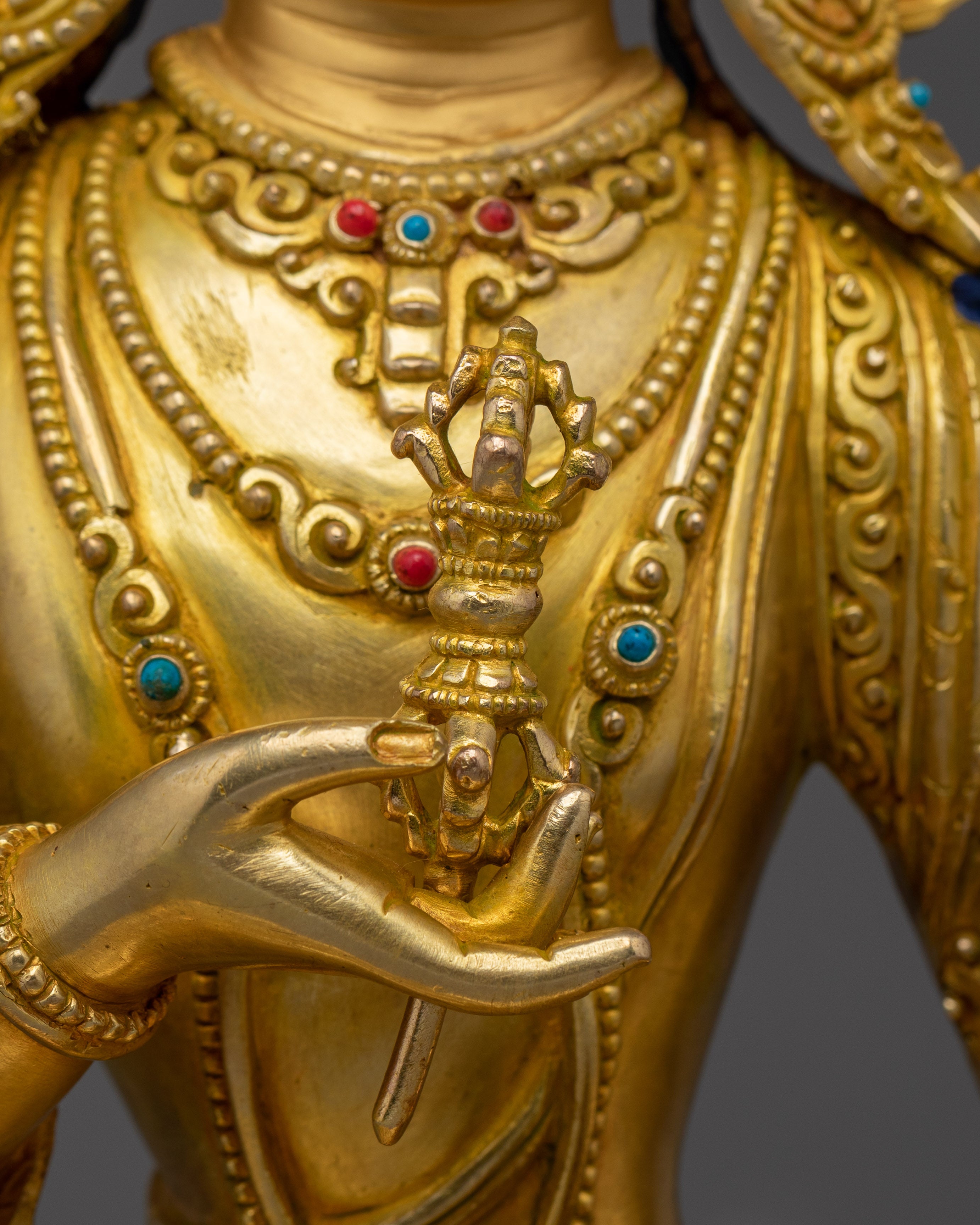 Himalayan Golden Vajrasattva Statue | Purification Deity for Spiritual Clarity