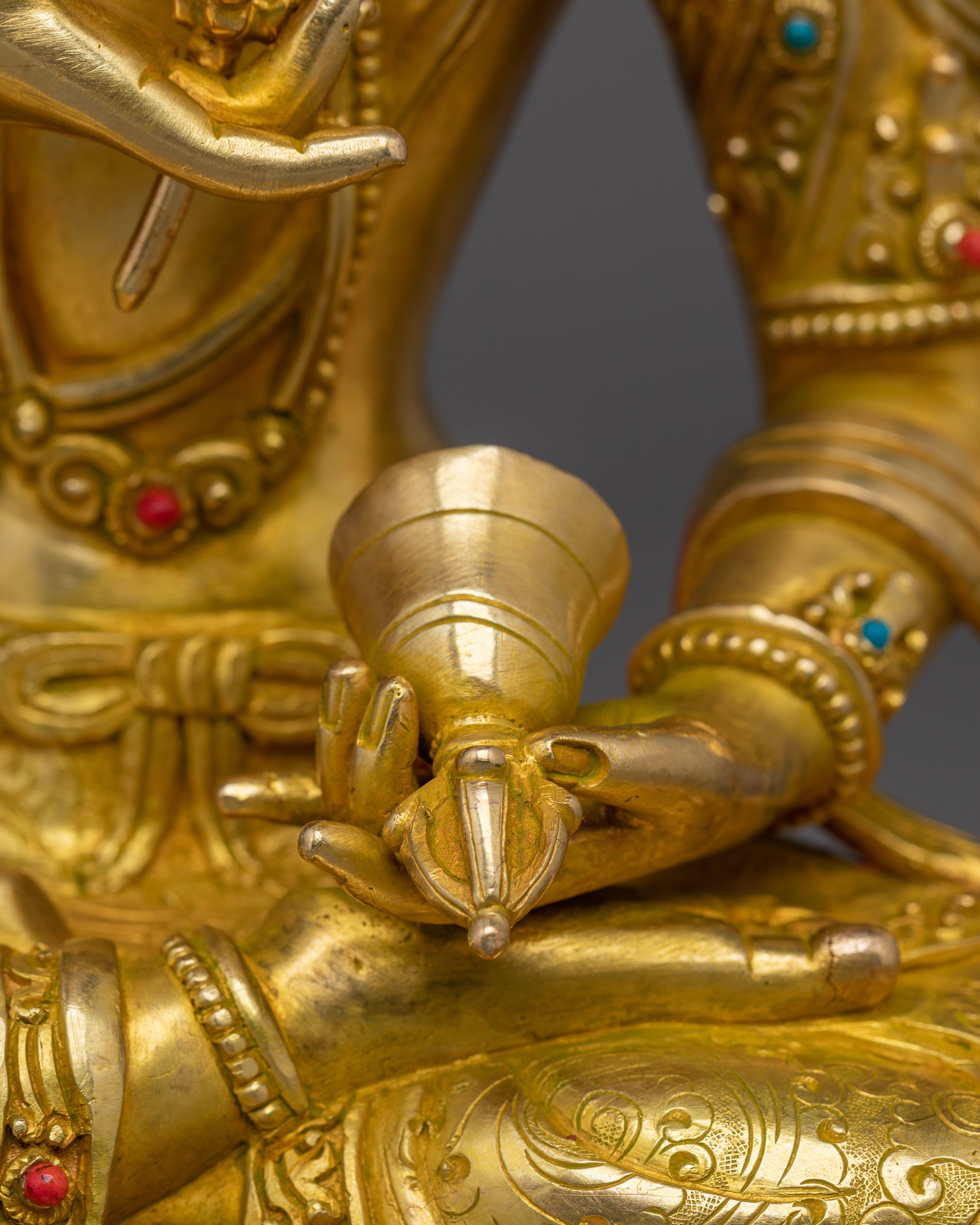 Himalayan Golden Vajrasattva Statue | Purification Deity for Spiritual Clarity