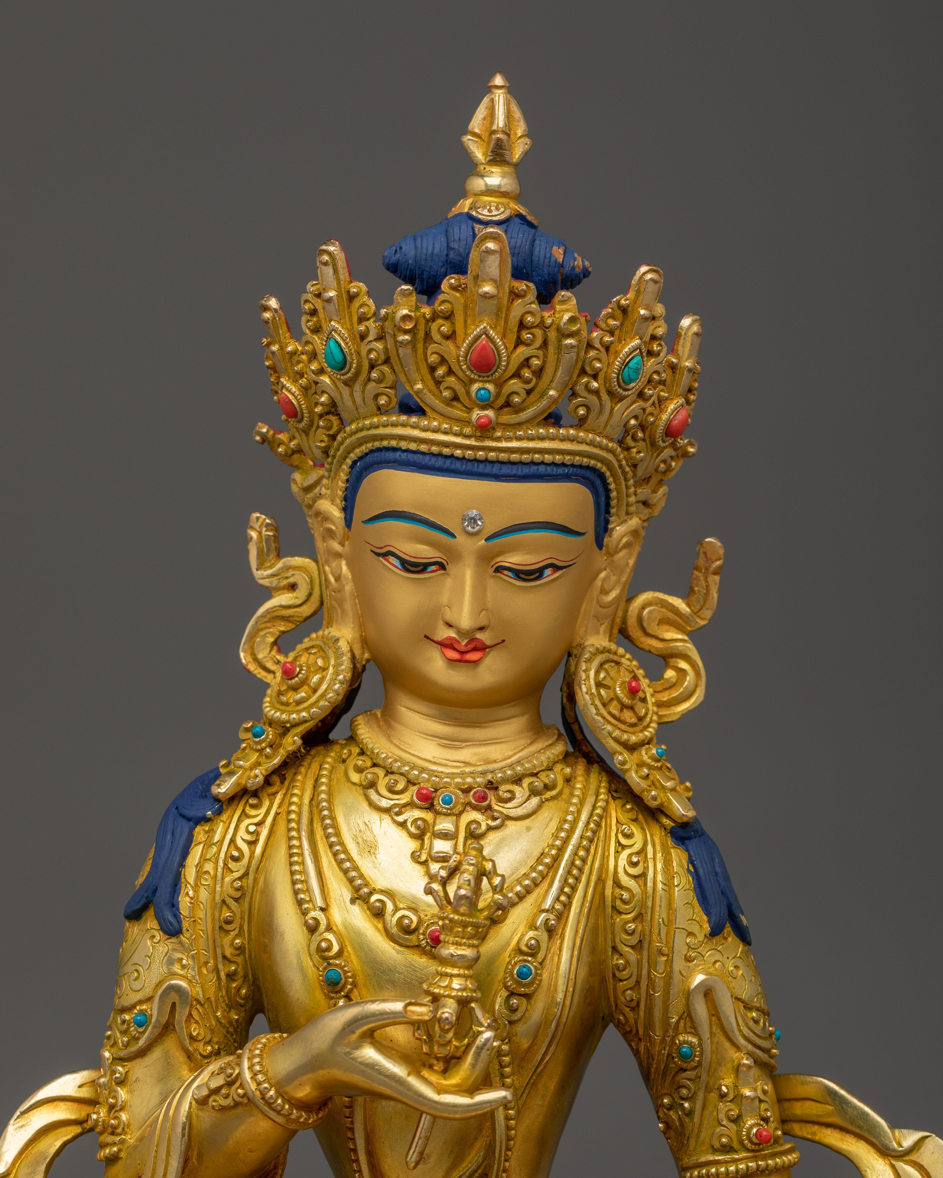 Himalayan Golden Vajrasattva Statue | Purification Deity for Spiritual Clarity