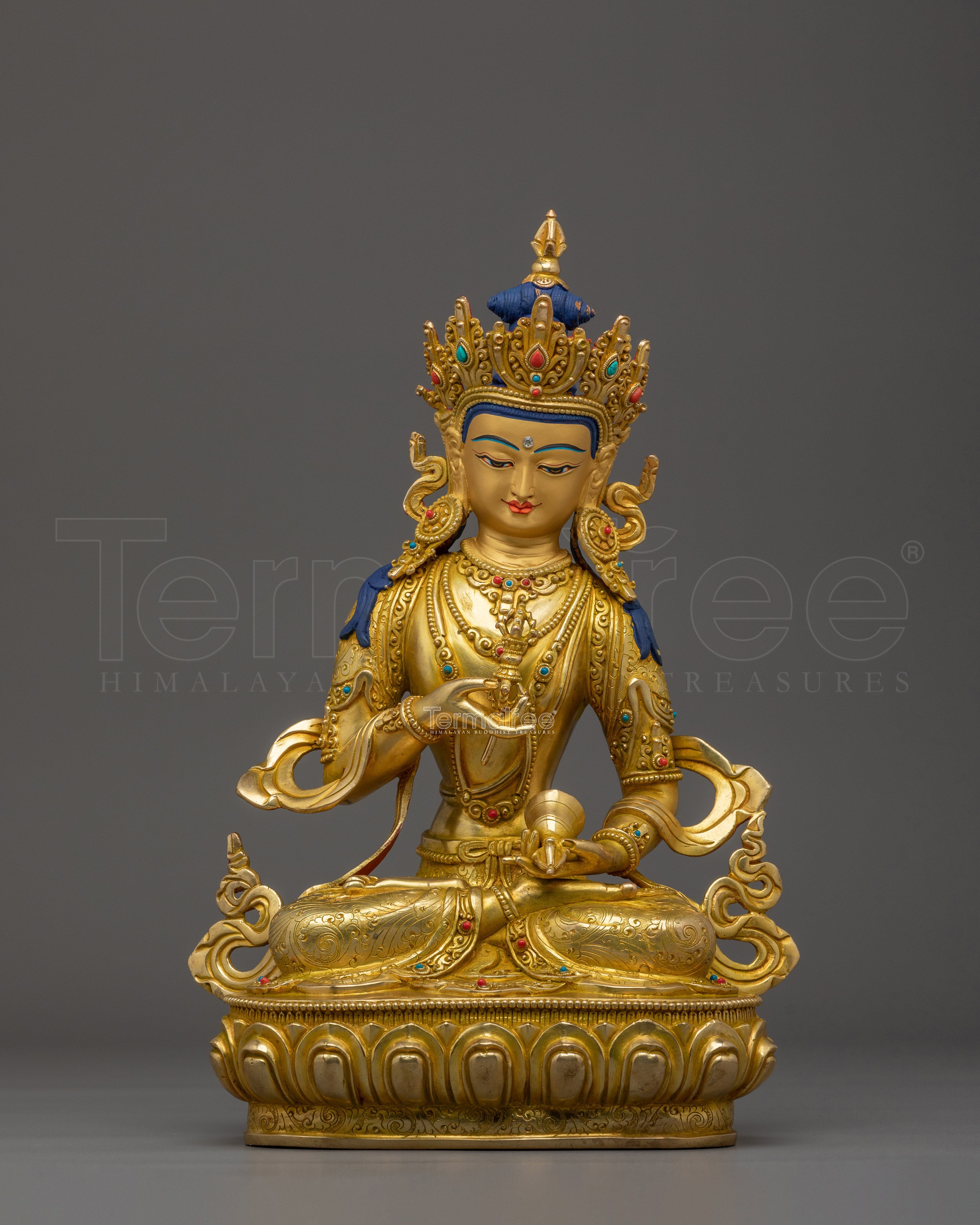 Himalayan Golden Vajrasattva Statue | Purification Deity for Spiritual Clarity