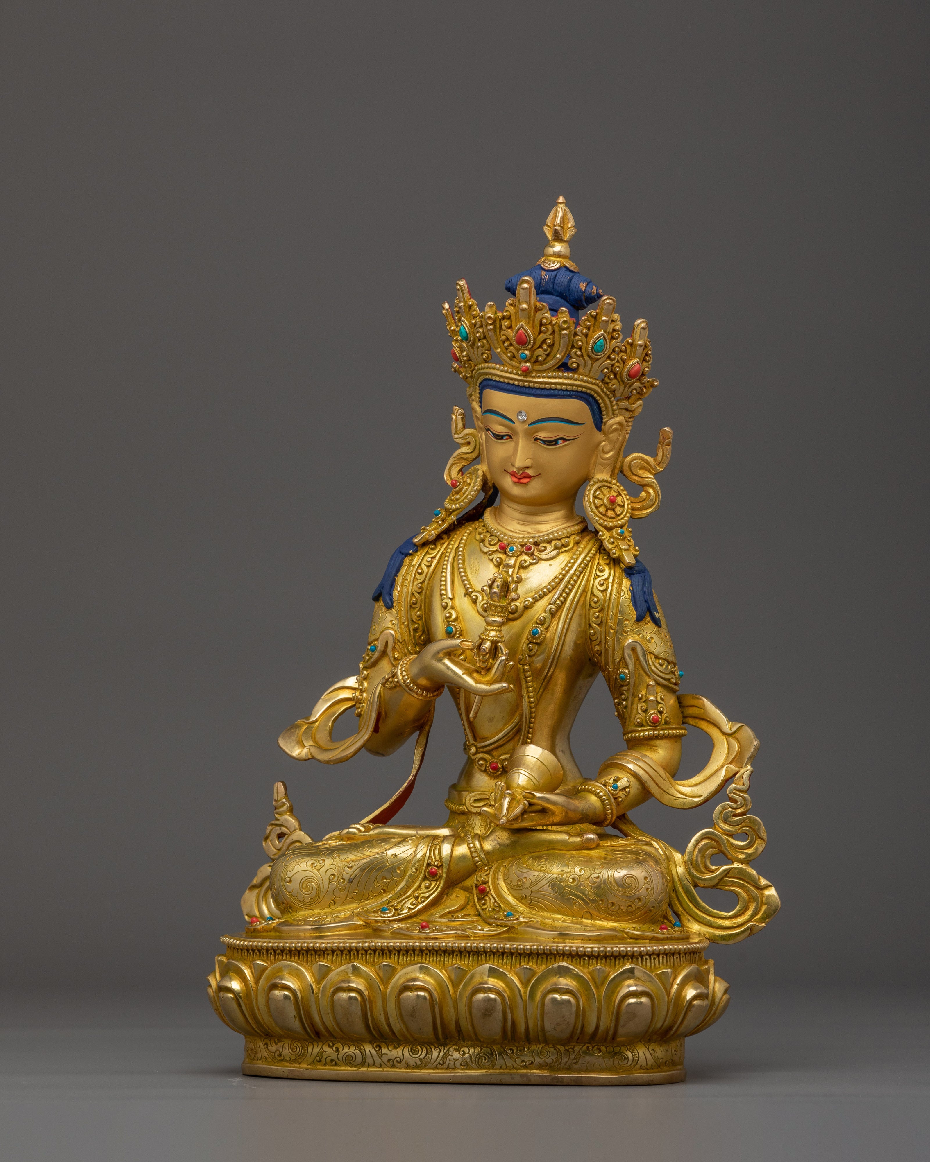 Himalayan Golden Vajrasattva Statue | Purification Deity for Spiritual Clarity