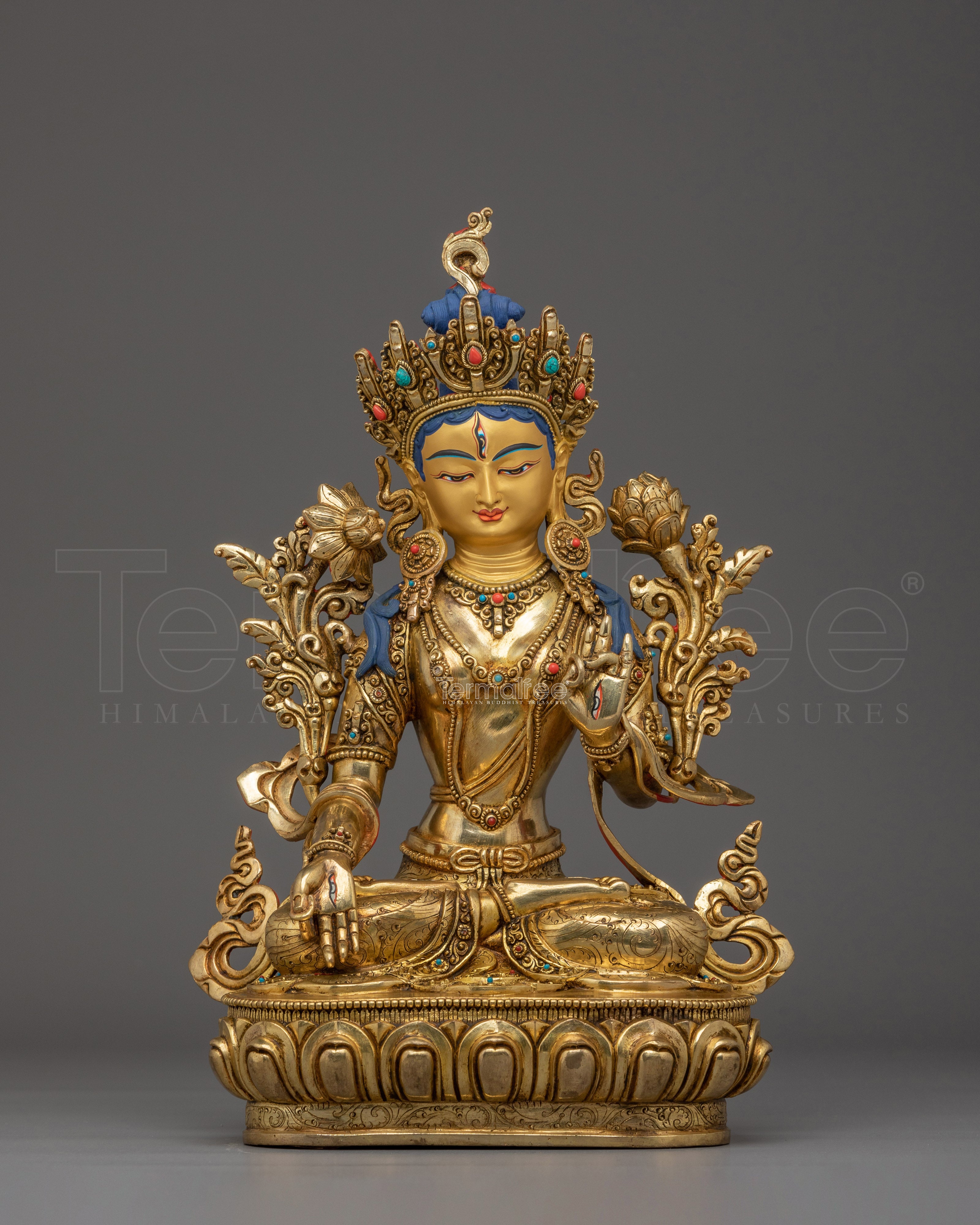 Himalayan Golden White Tara Statue | Divine Feminine for Compassion