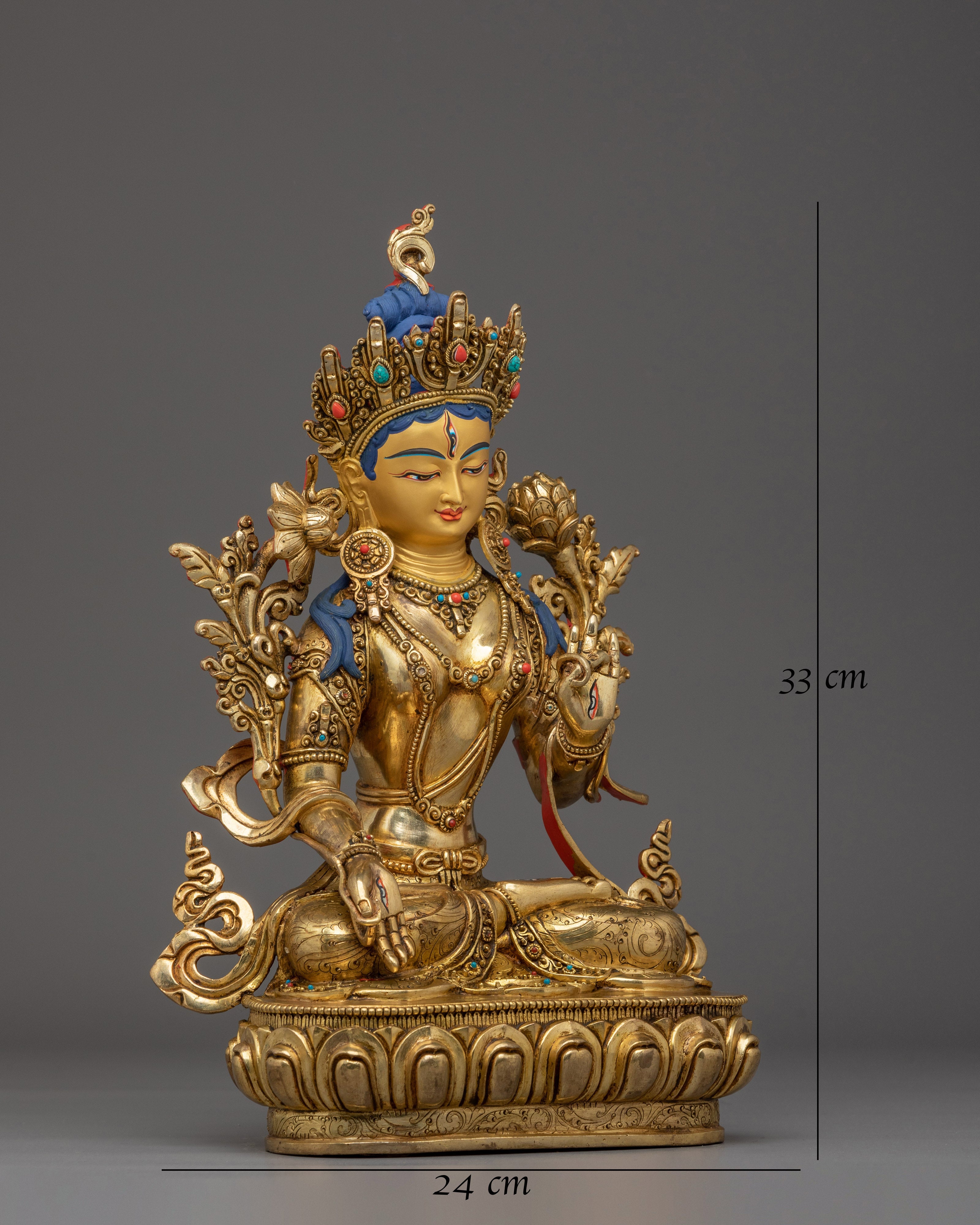himalayan-golden-white-tara-statue