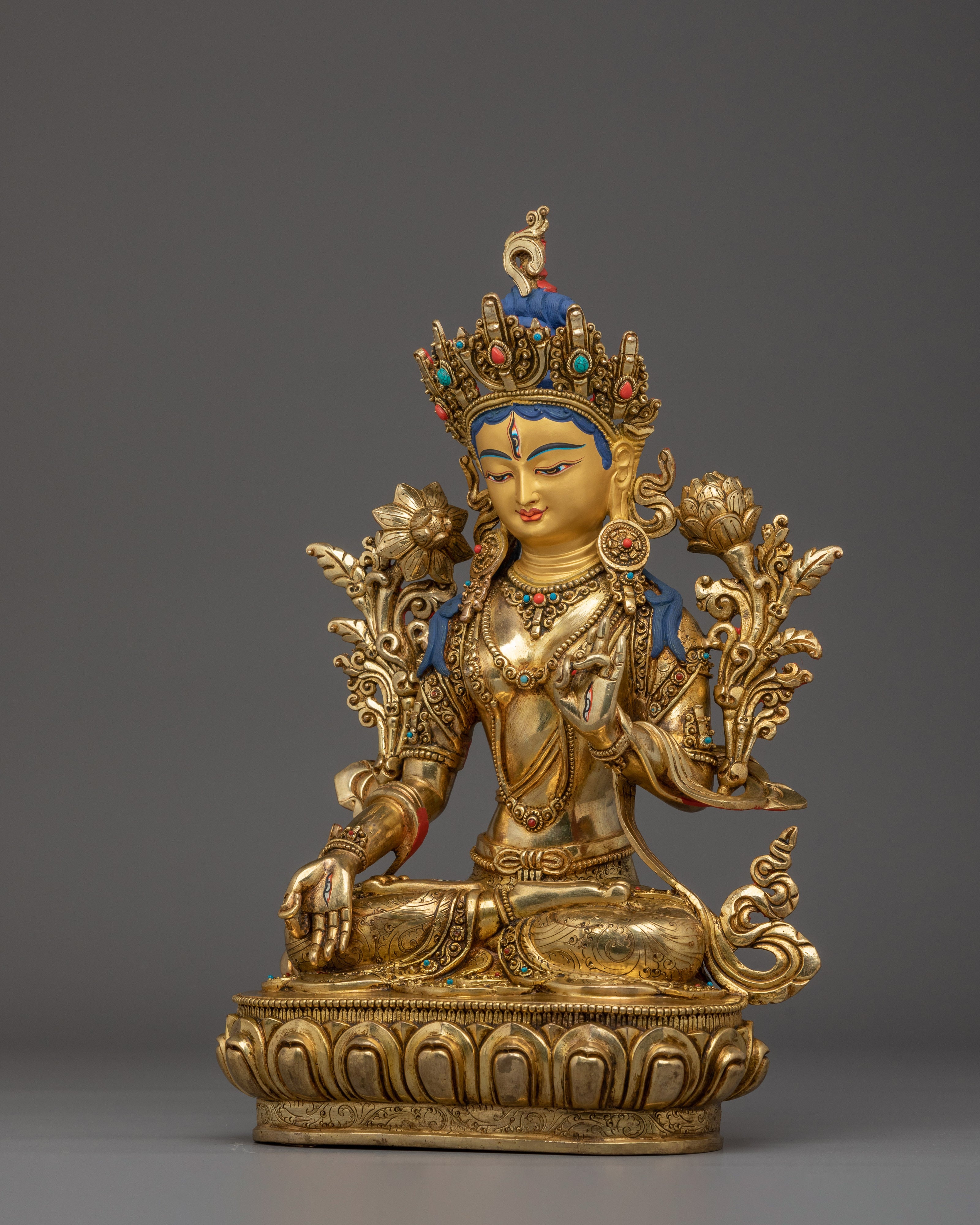 Himalayan Golden White Tara Statue | Divine Feminine for Compassion