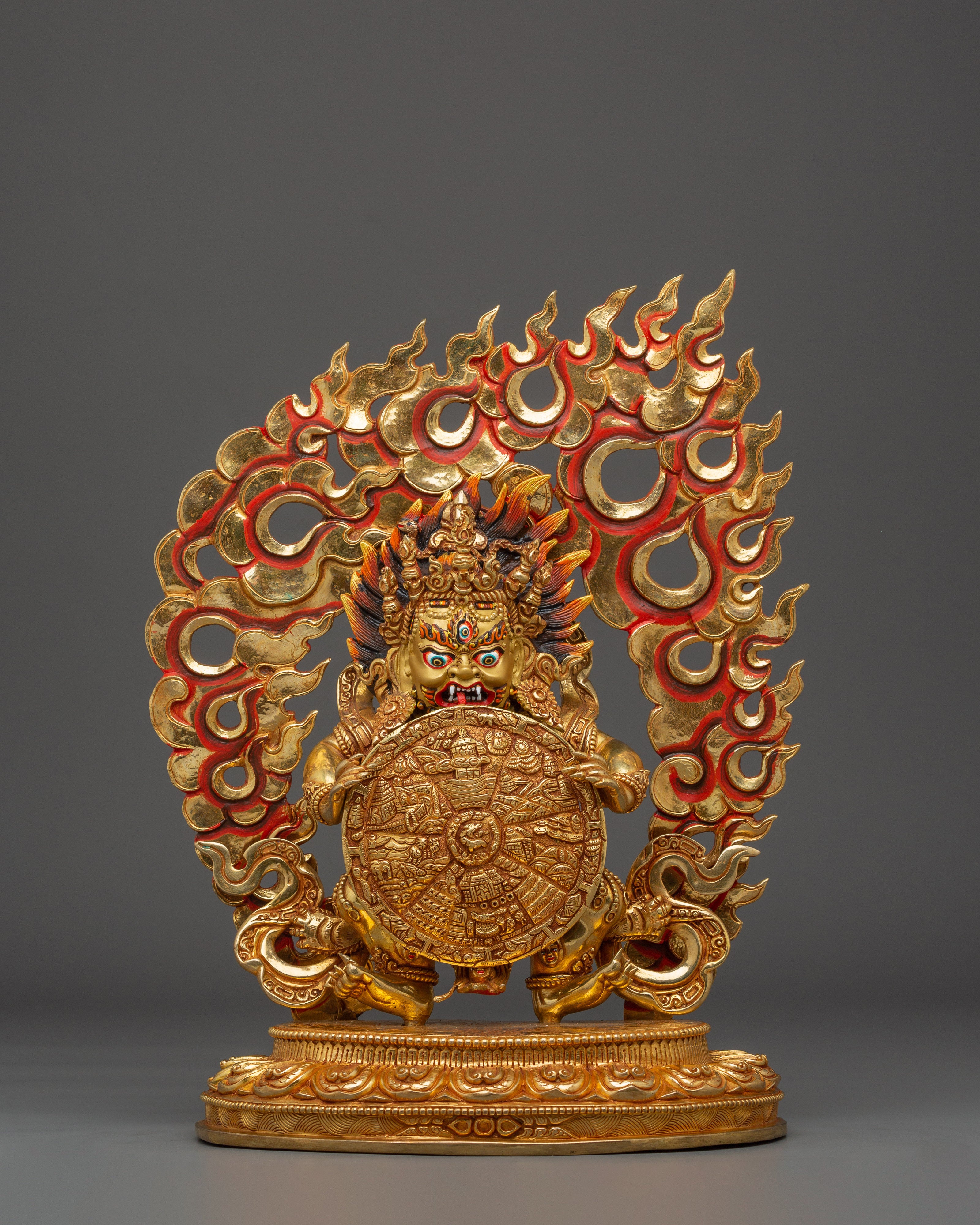 Handmade Wheel of Life Golden Statue