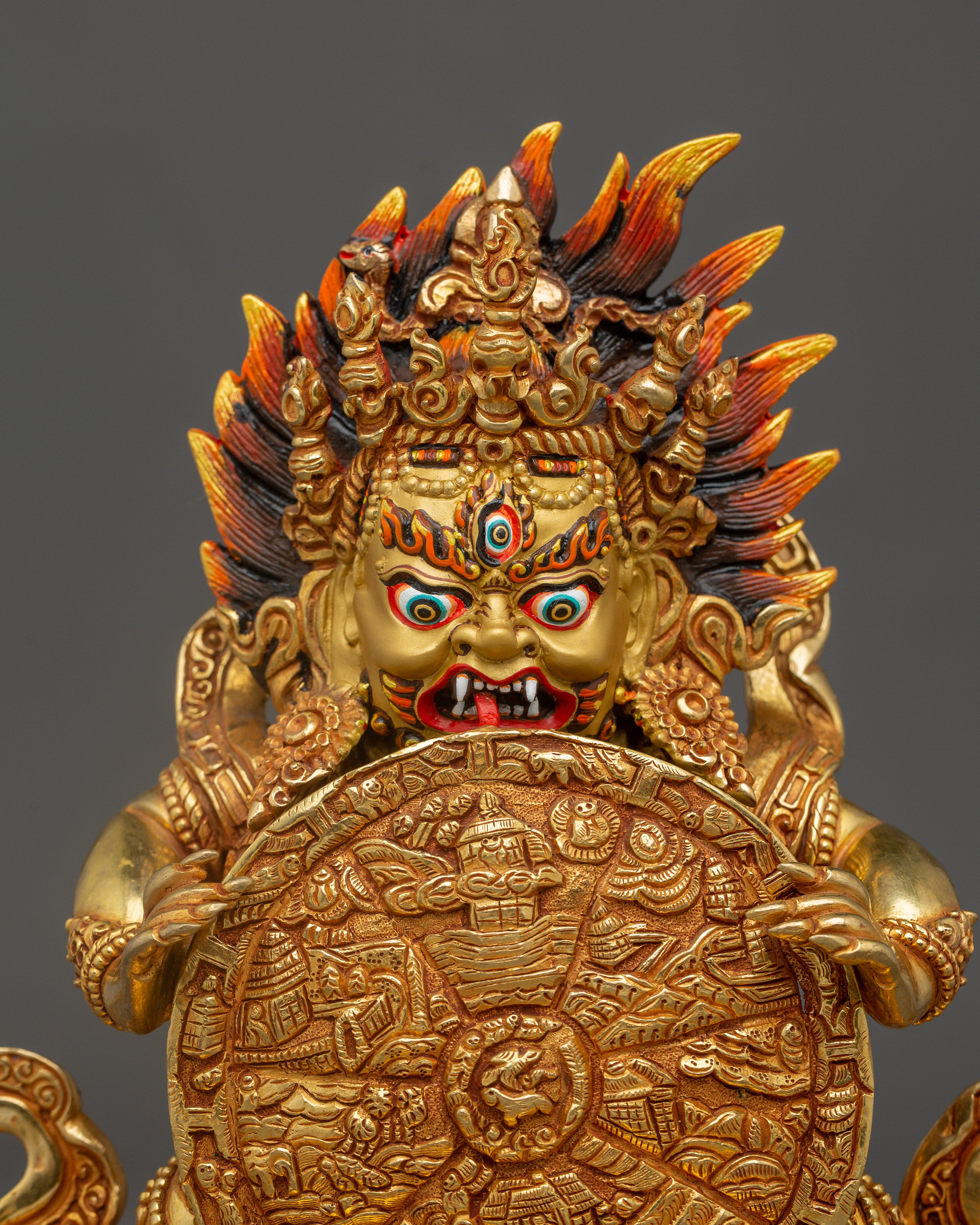 Handmade Wheel of Life Golden Statue