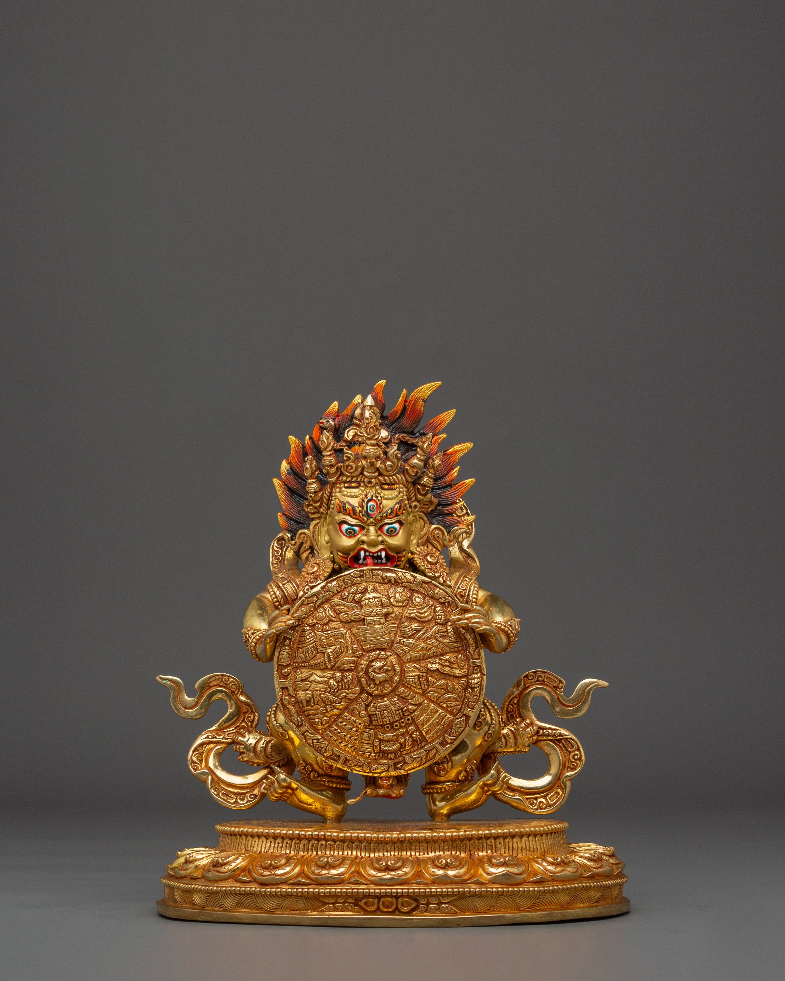 Handmade Wheel of Life Golden Statue