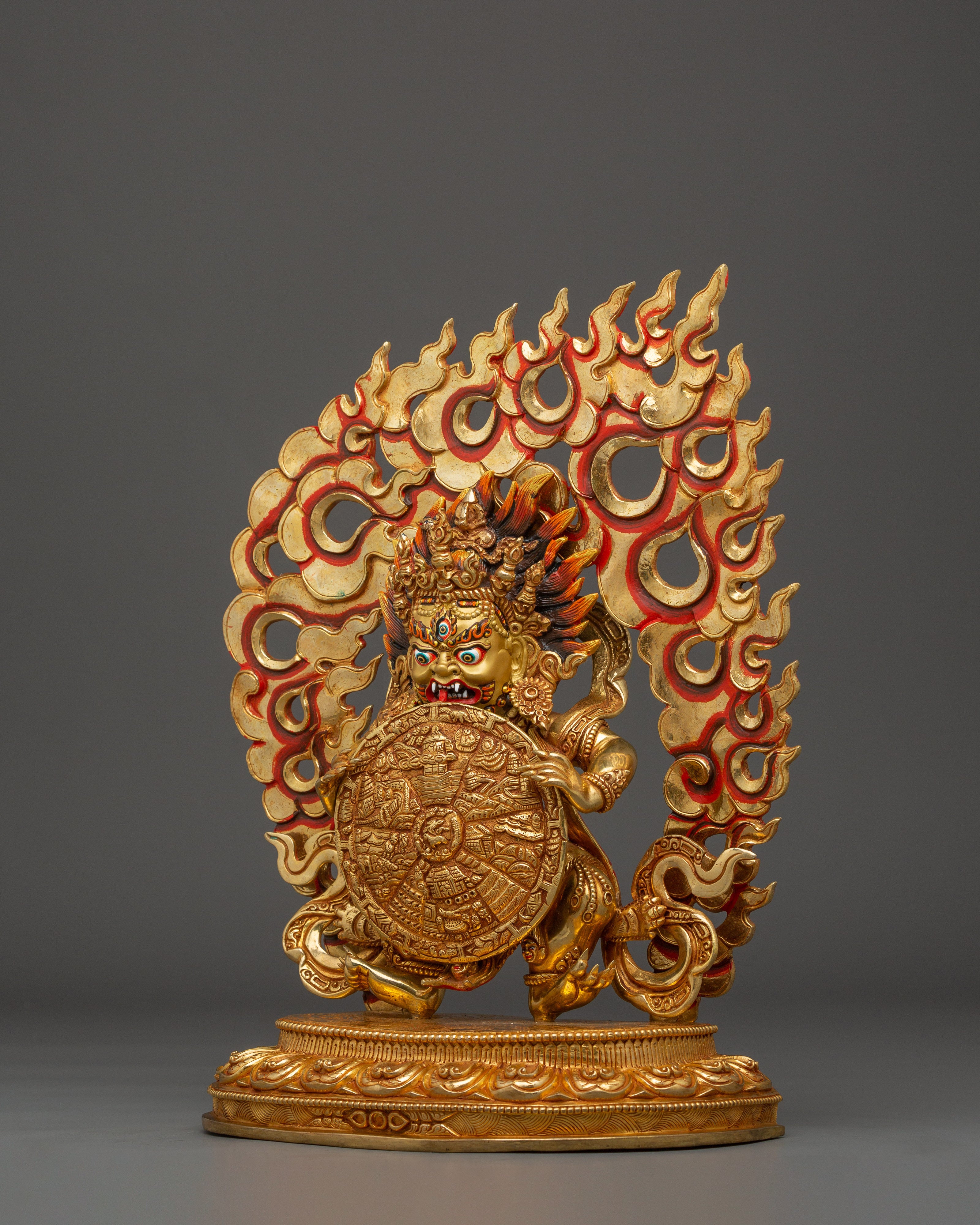 Handmade Wheel of Life Golden Statue