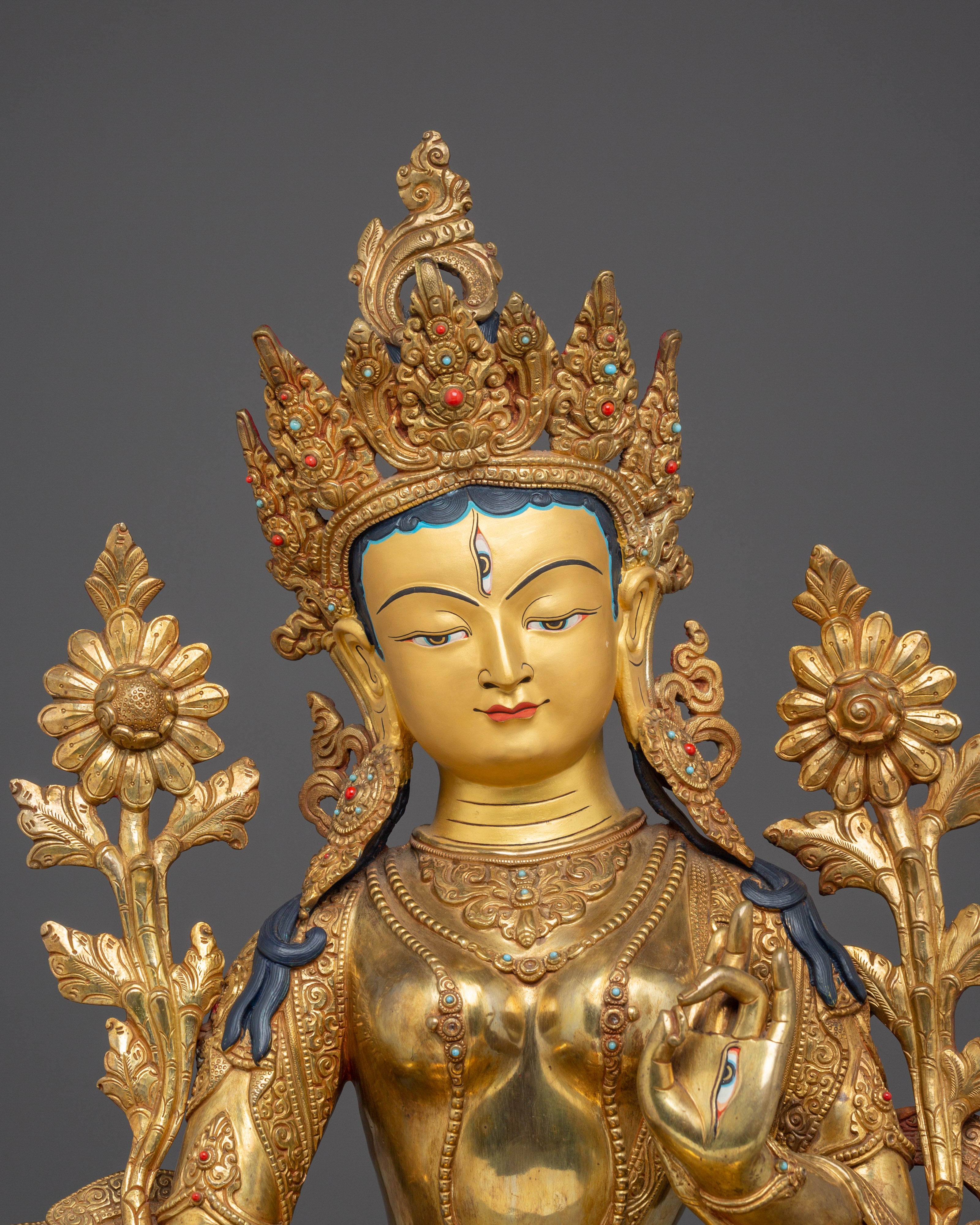 White Tara Figurine, Goddess of Longevity and Healing