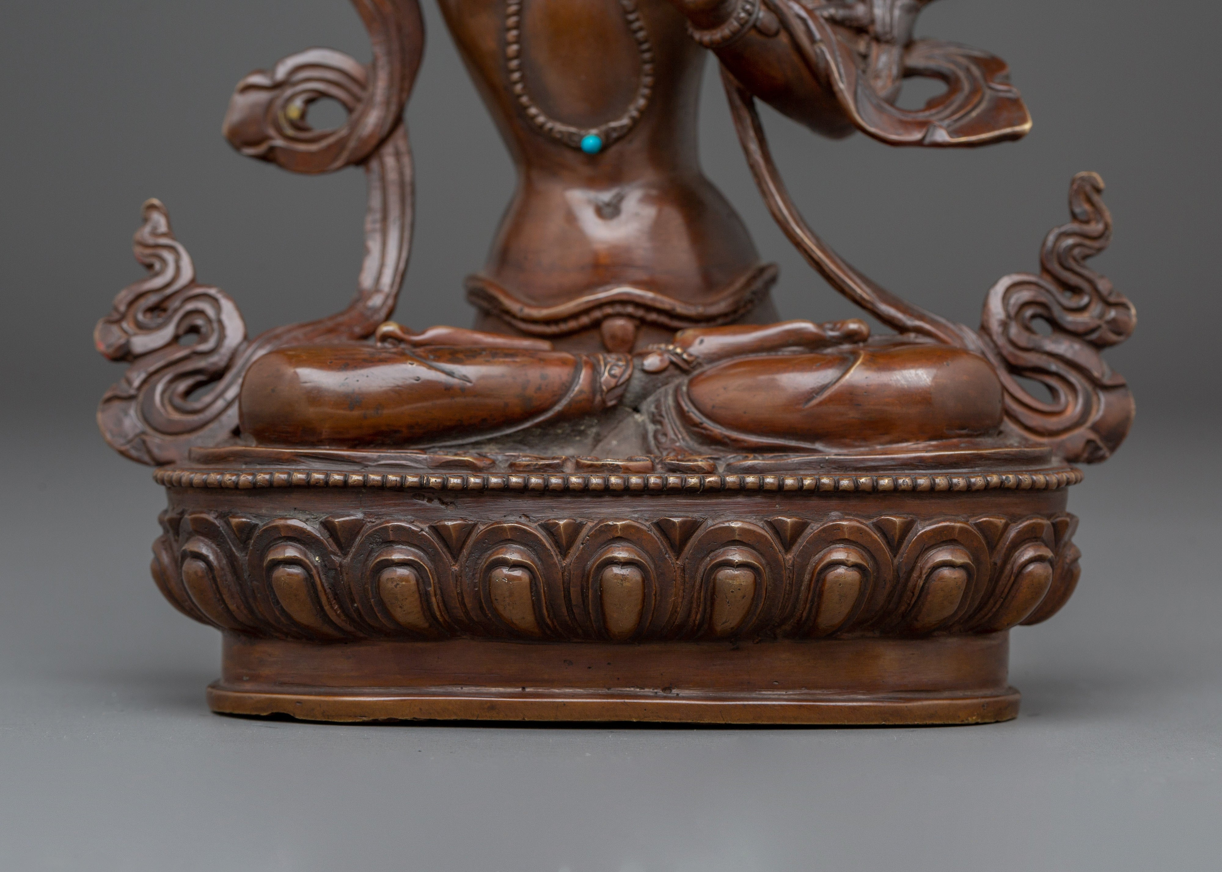 Copper Manjushri Statue: The Bodhisattva of Wisdom